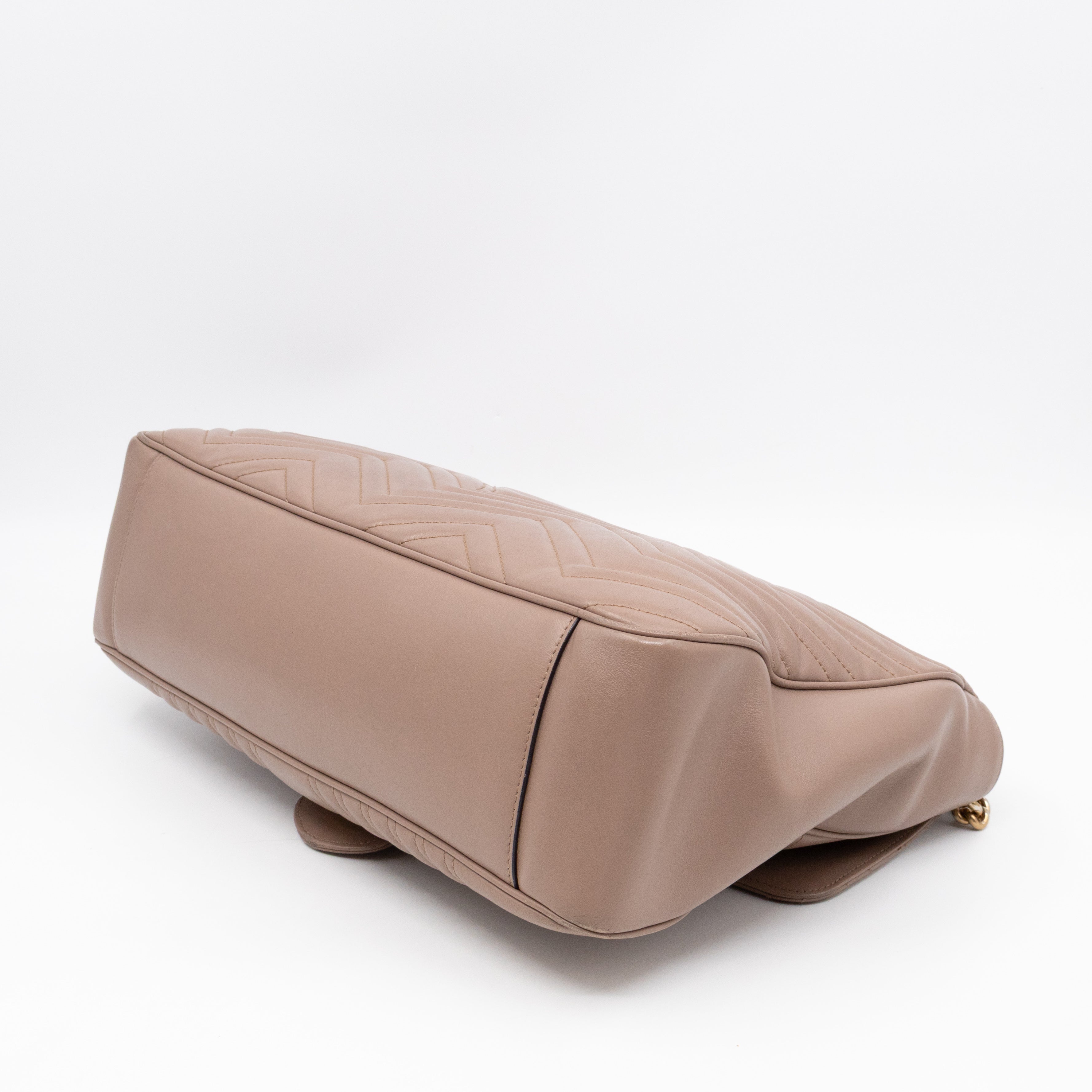 GG Marmont Large Flap Shoulder Bag Beige Leather
