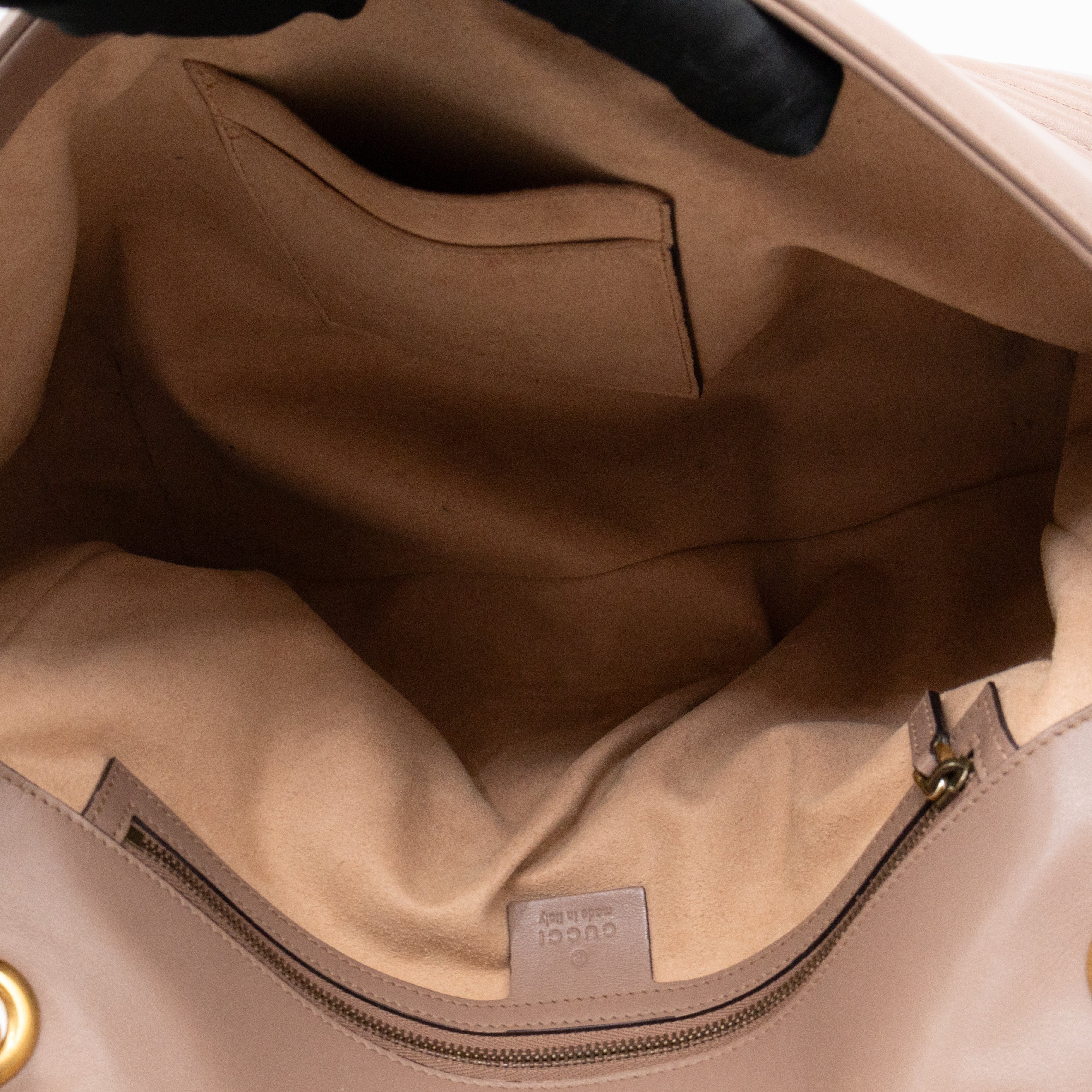 GG Marmont Large Flap Shoulder Bag Beige Leather