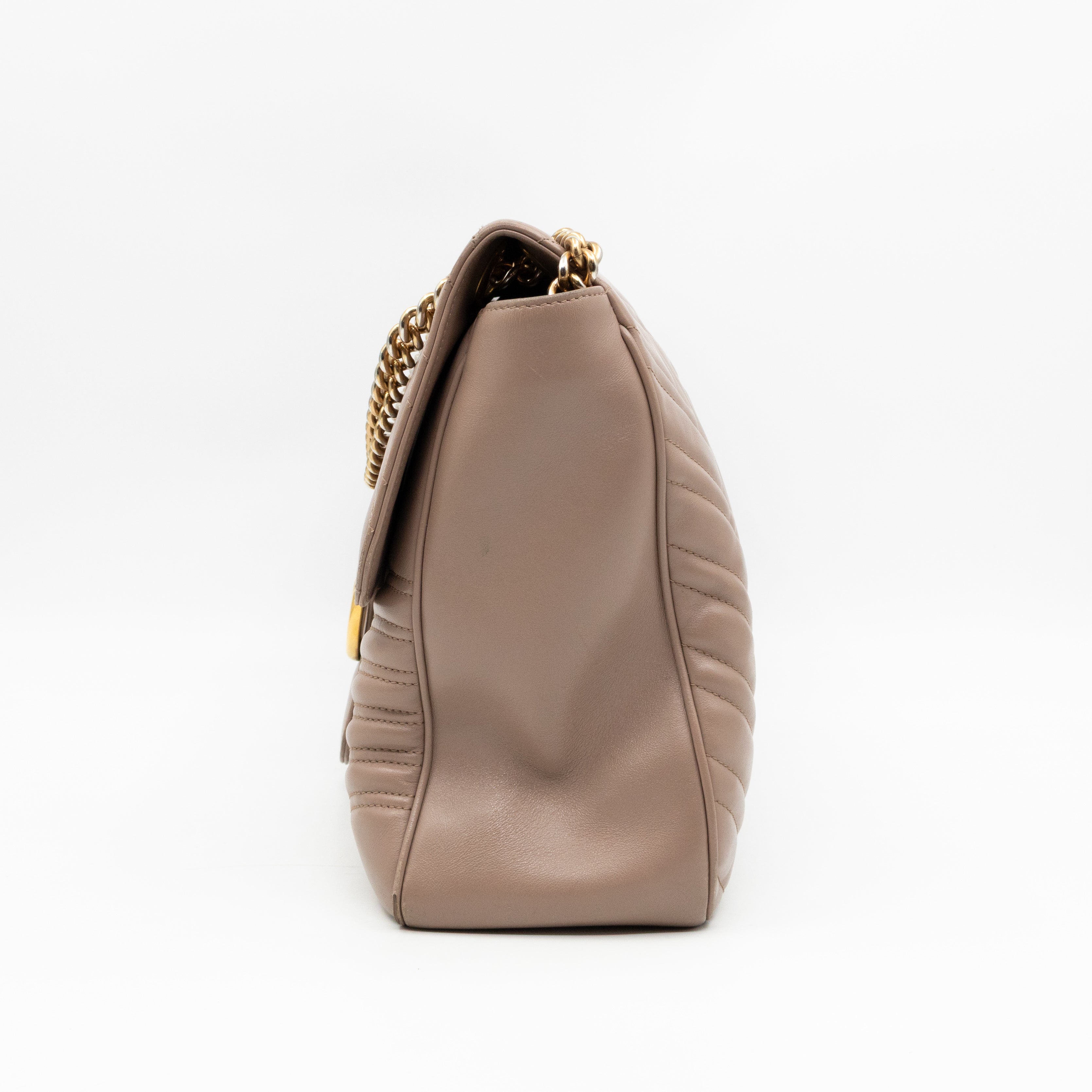 GG Marmont Large Flap Shoulder Bag Beige Leather