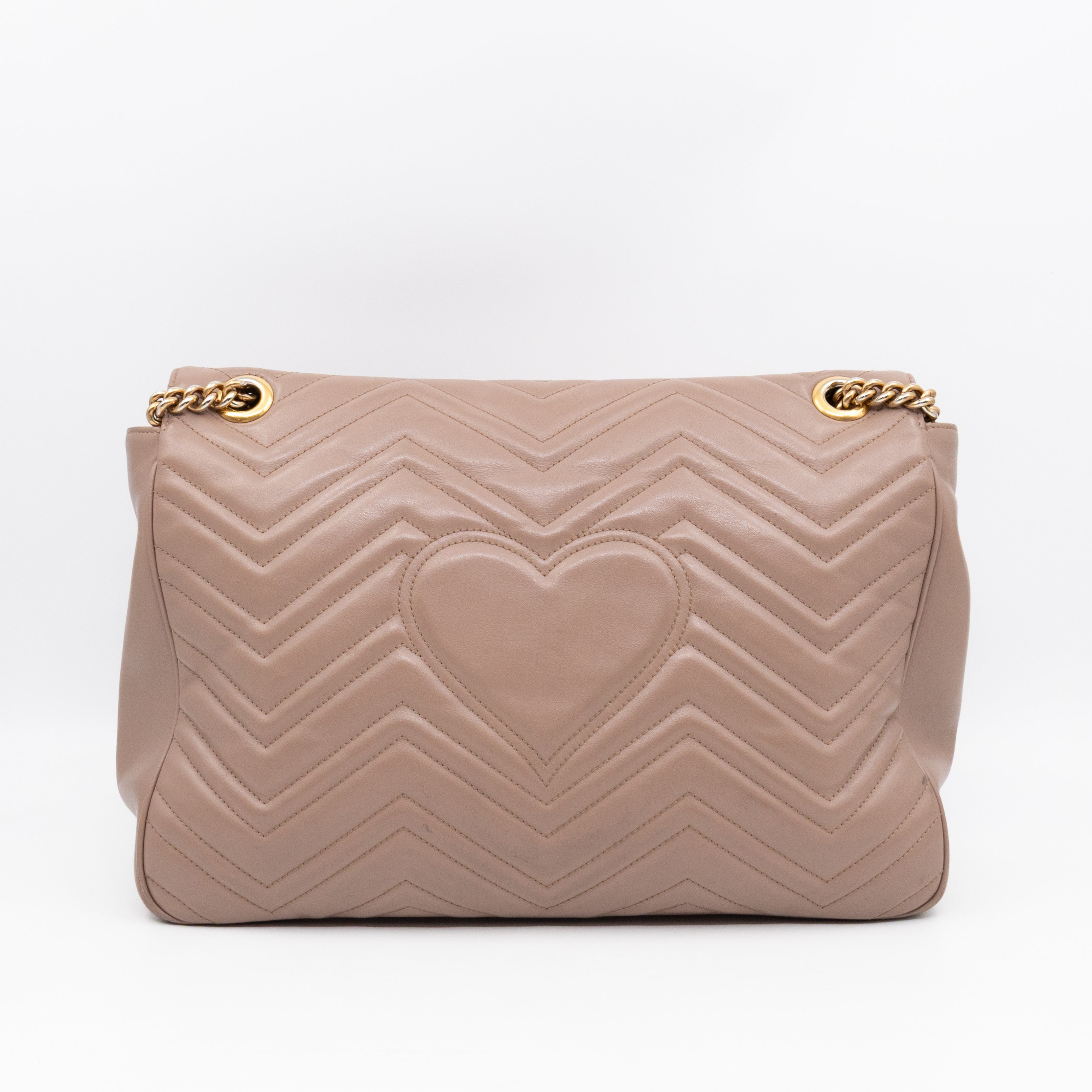 GG Marmont Large Flap Shoulder Bag Beige Leather
