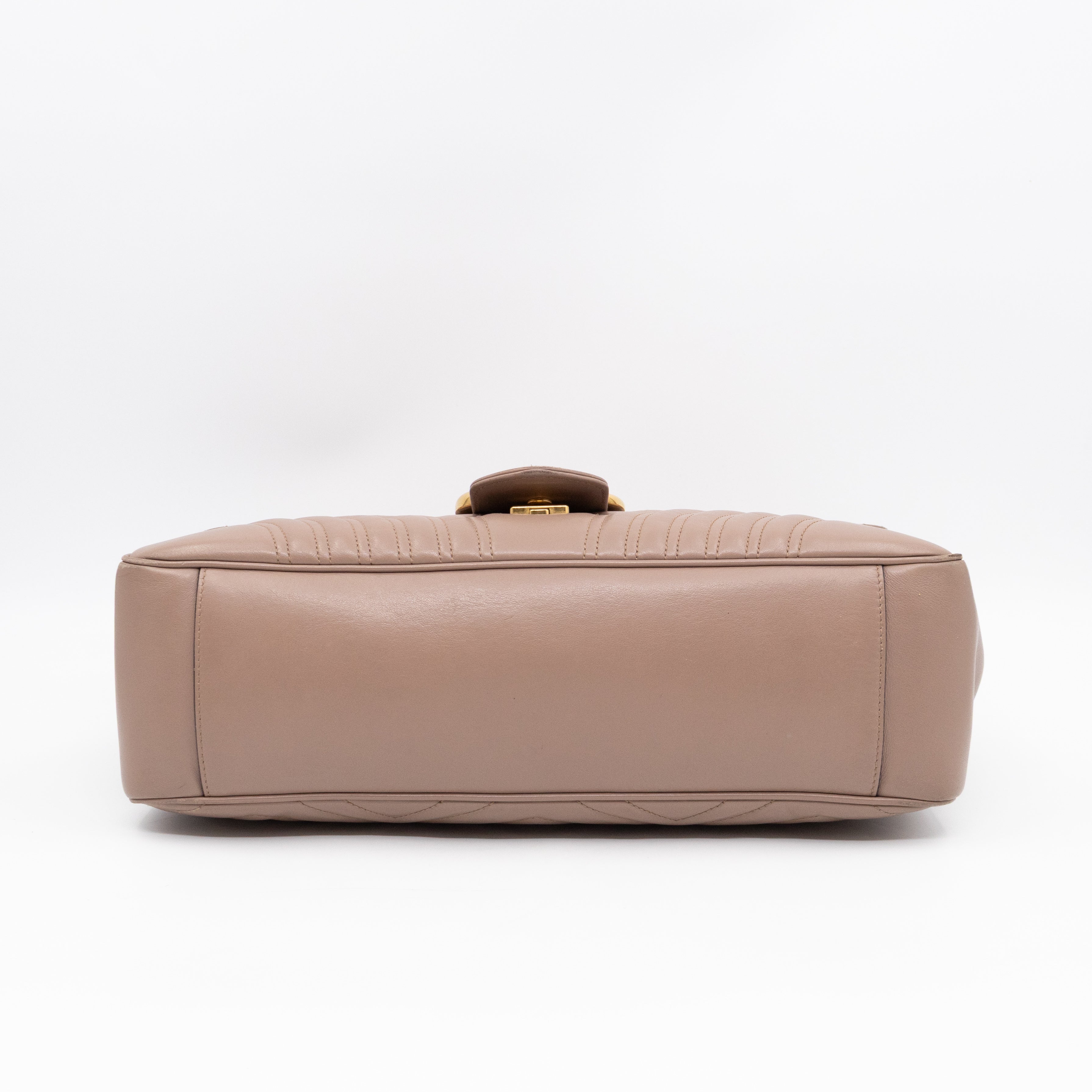 GG Marmont Large Flap Shoulder Bag Beige Leather