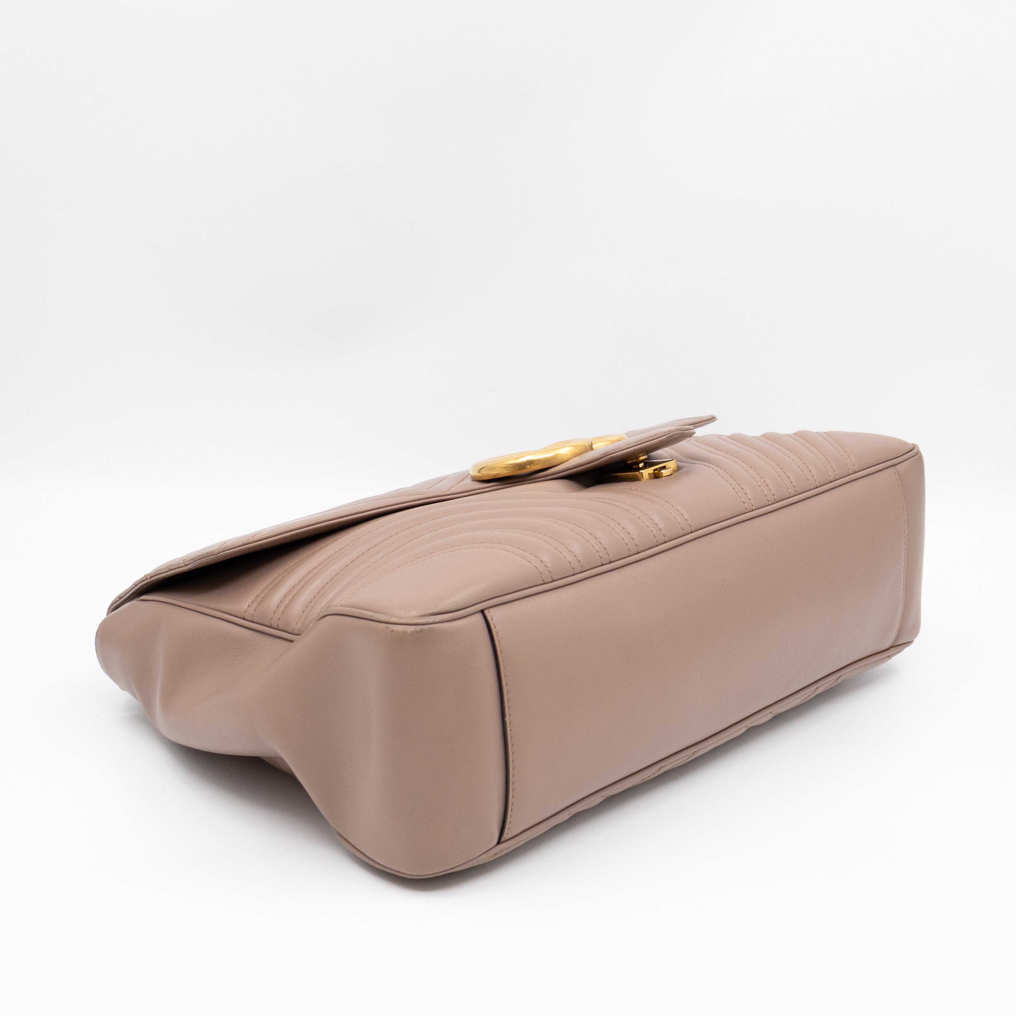 GG Marmont Large Flap Shoulder Bag Beige Leather