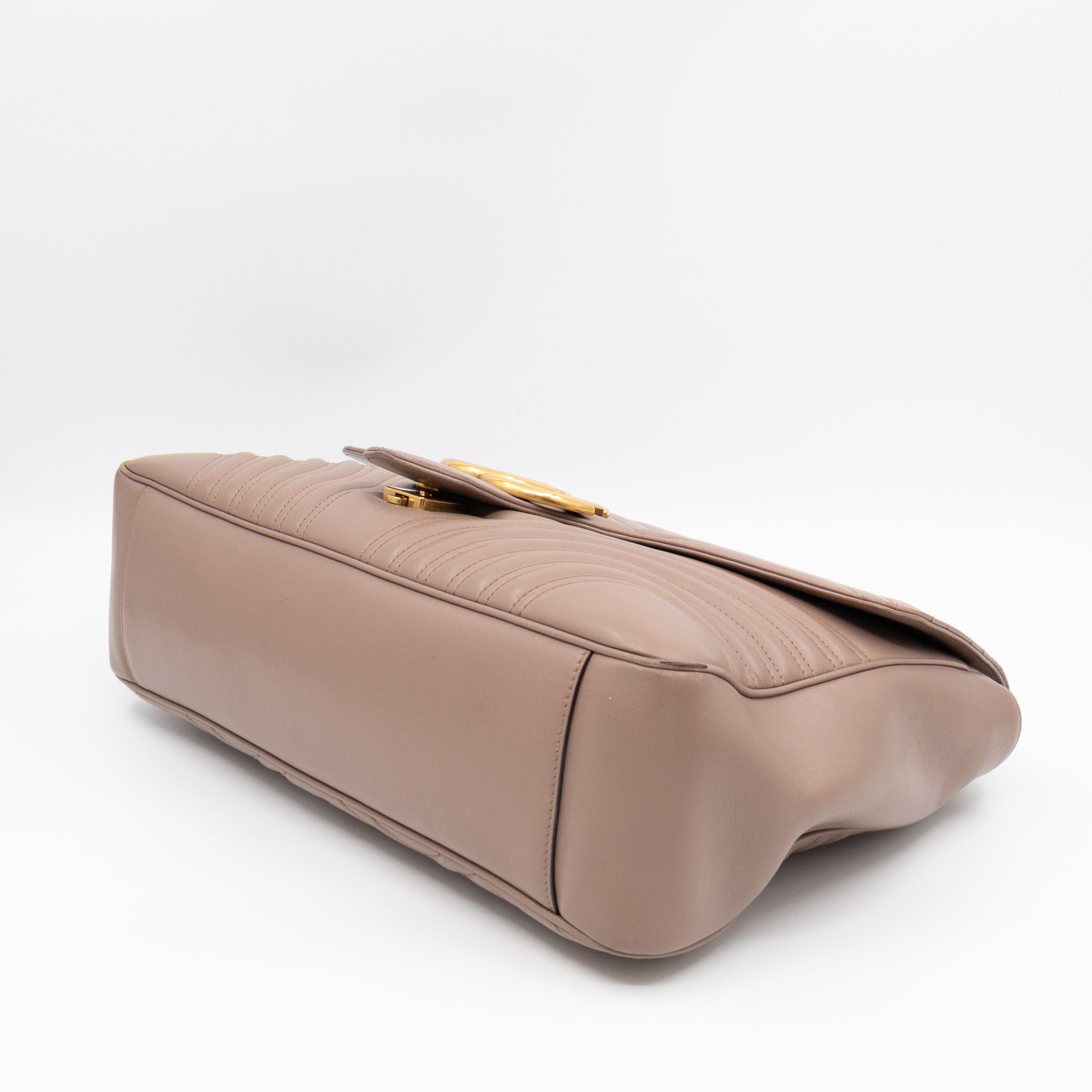 GG Marmont Large Flap Shoulder Bag Beige Leather