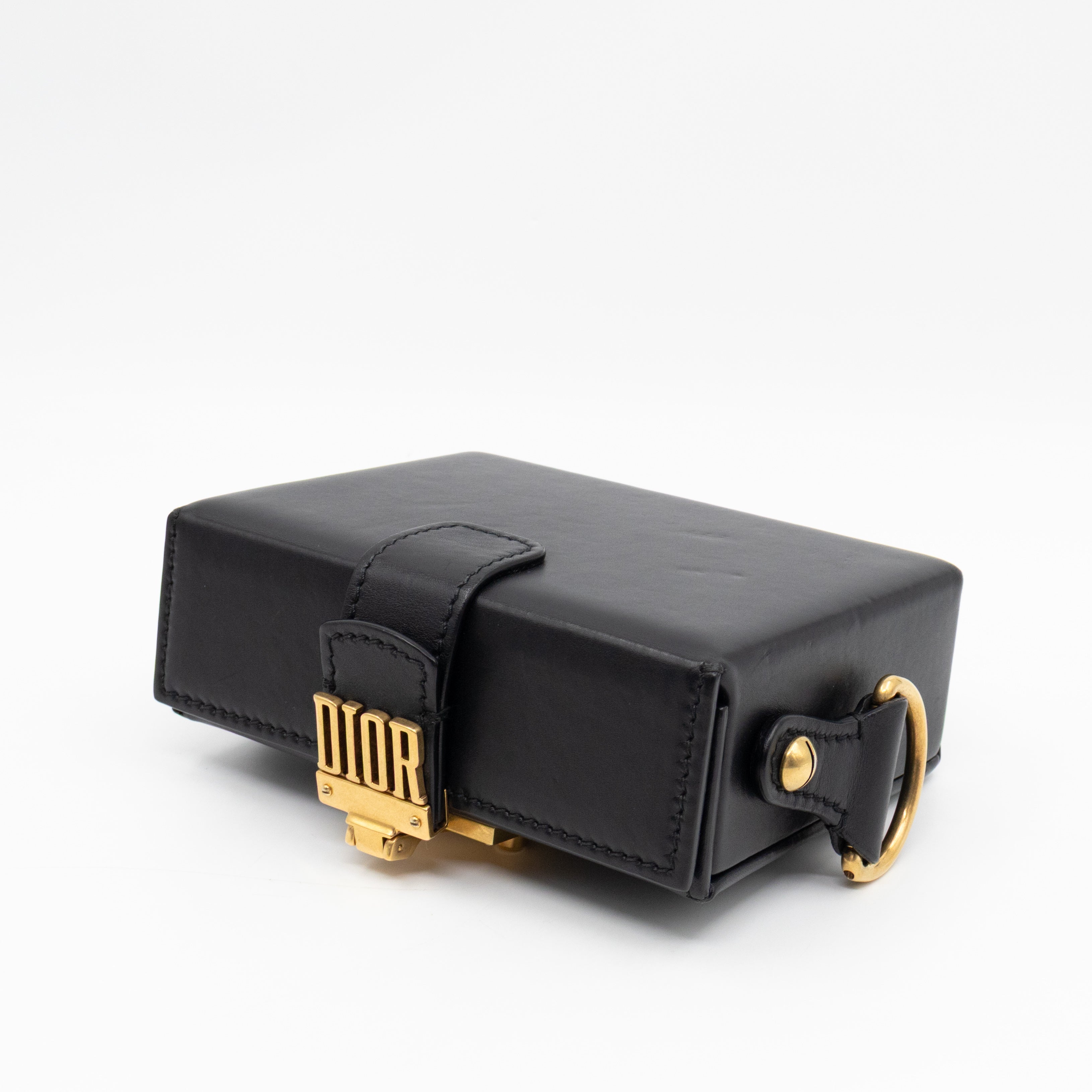 Dioraddict Lockbox Bag Small Black Leather