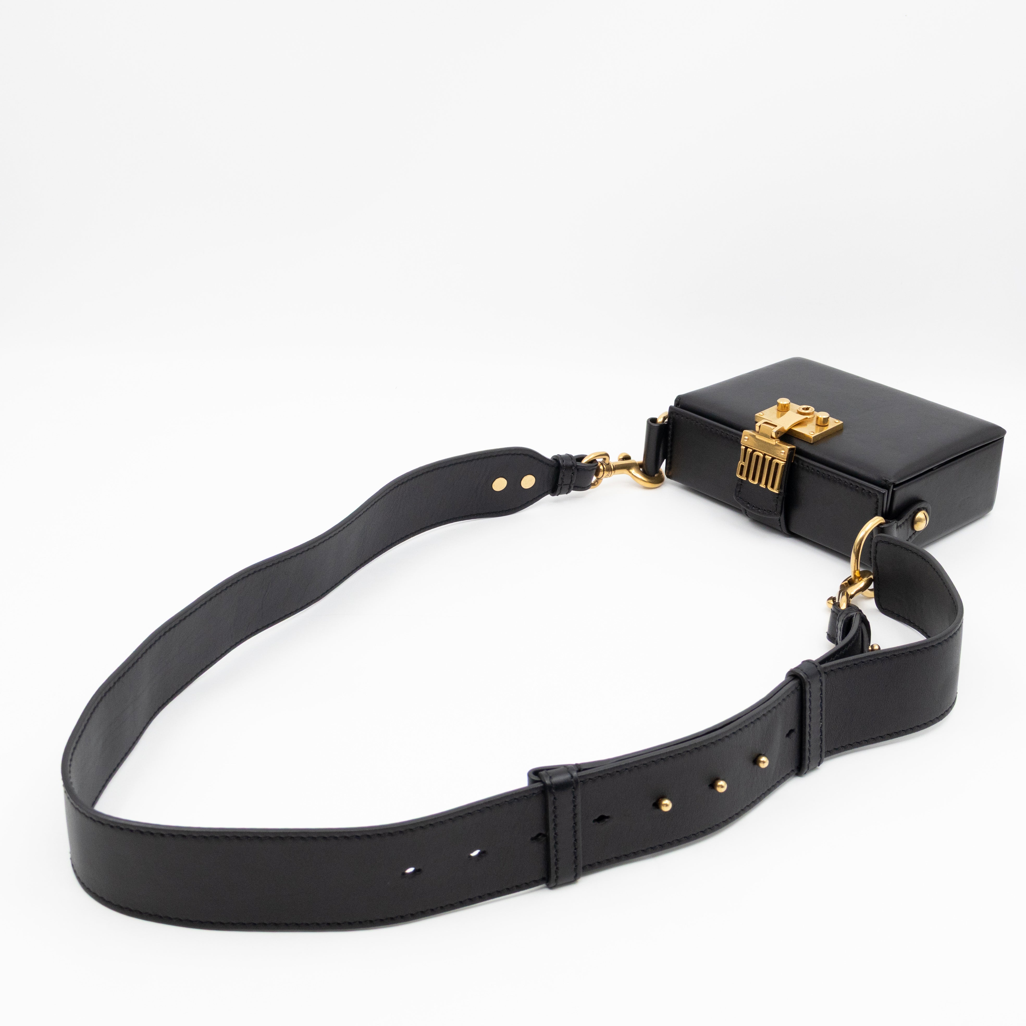 Dioraddict Lockbox Bag Small Black Leather
