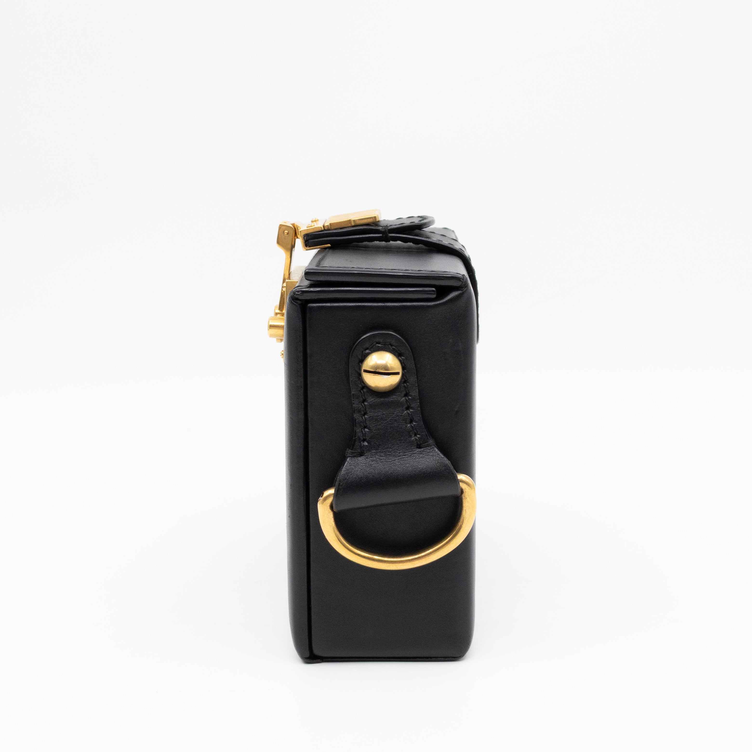 Dioraddict Lockbox Bag Small Black Leather