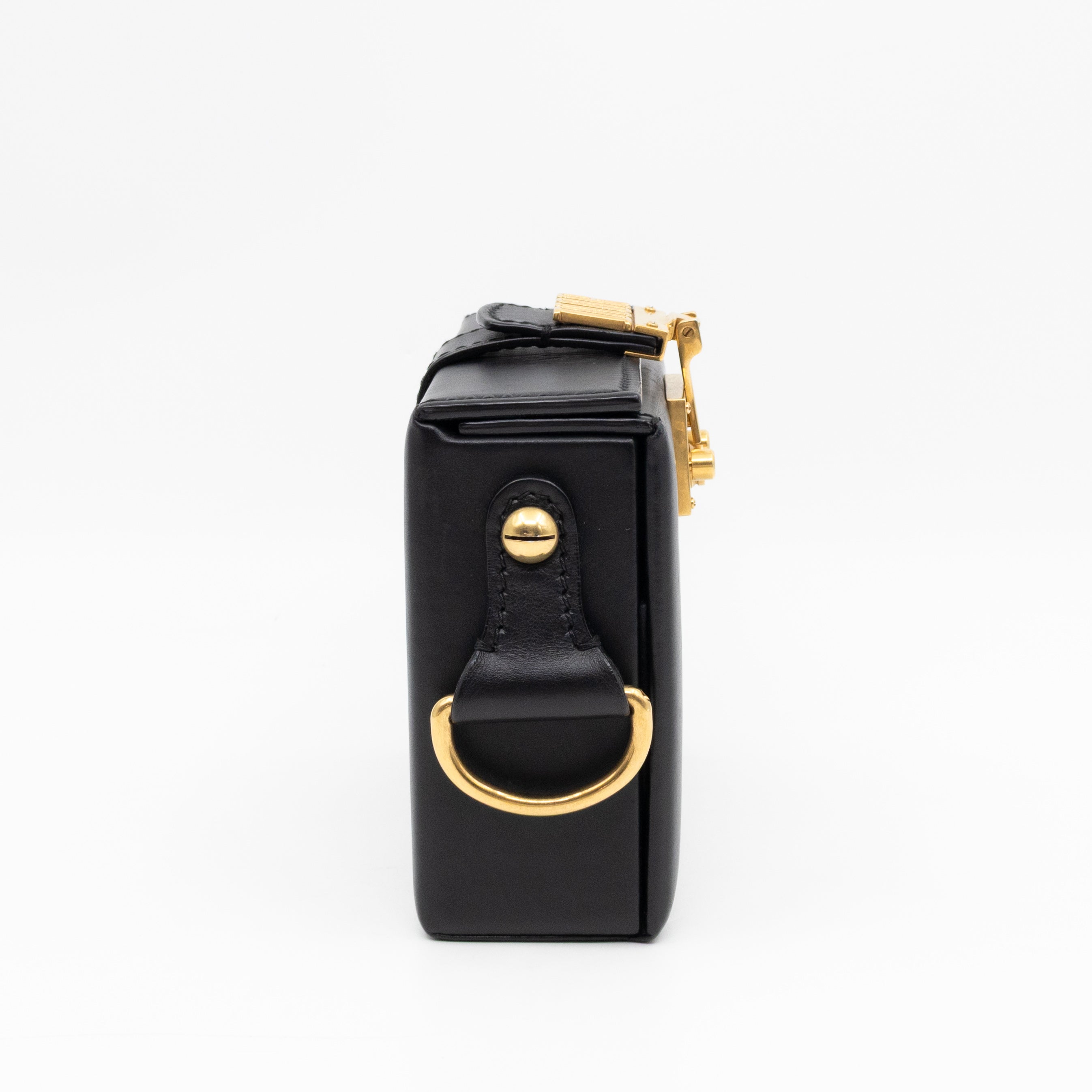 Dioraddict Lockbox Bag Small Black Leather