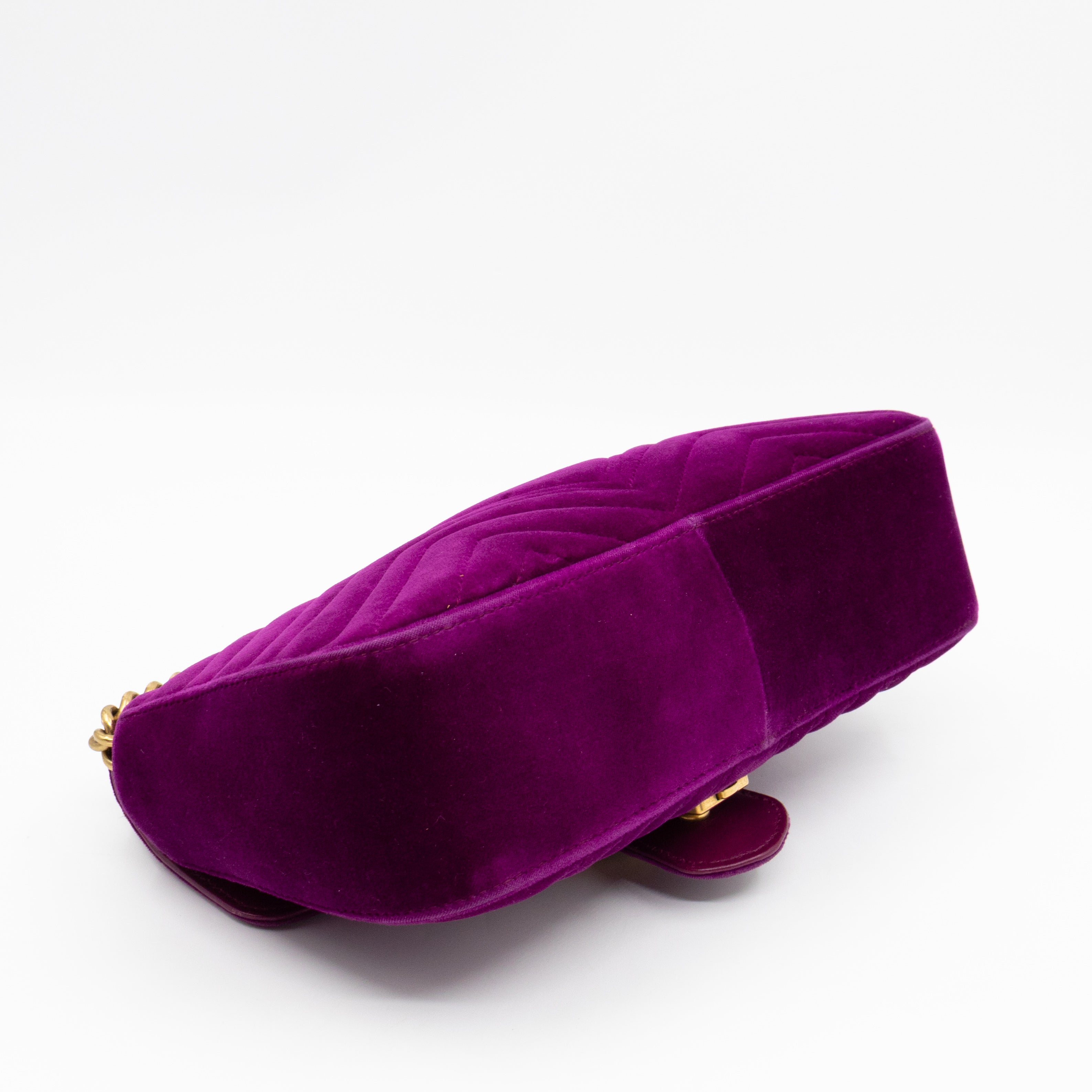 GG Marmont Flap Small Purple Velvet Aged Gold