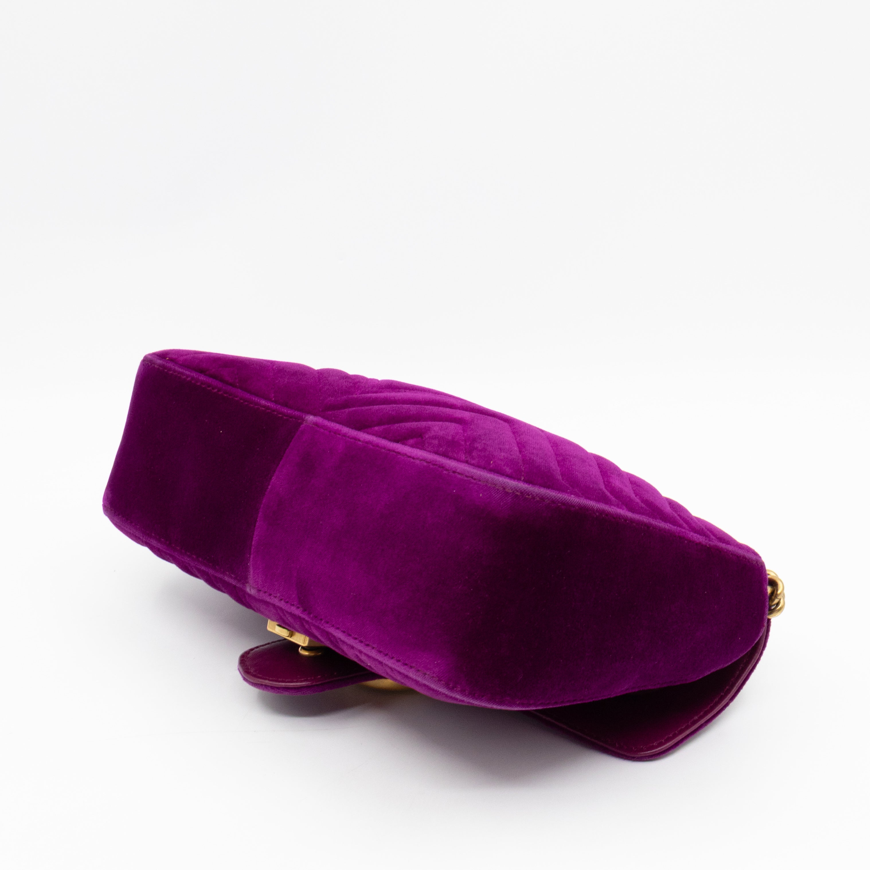 GG Marmont Flap Small Purple Velvet Aged Gold