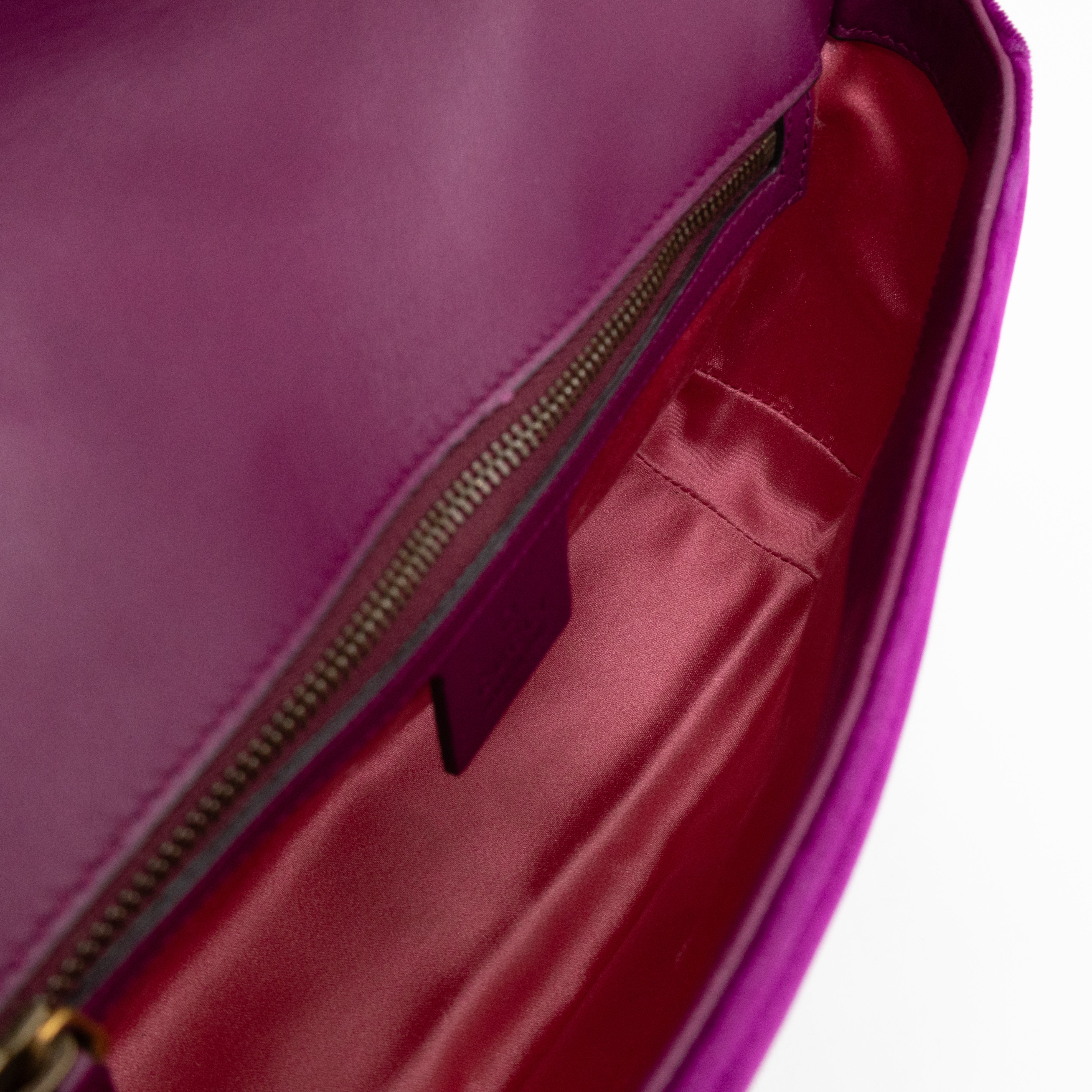 GG Marmont Flap Small Purple Velvet Aged Gold