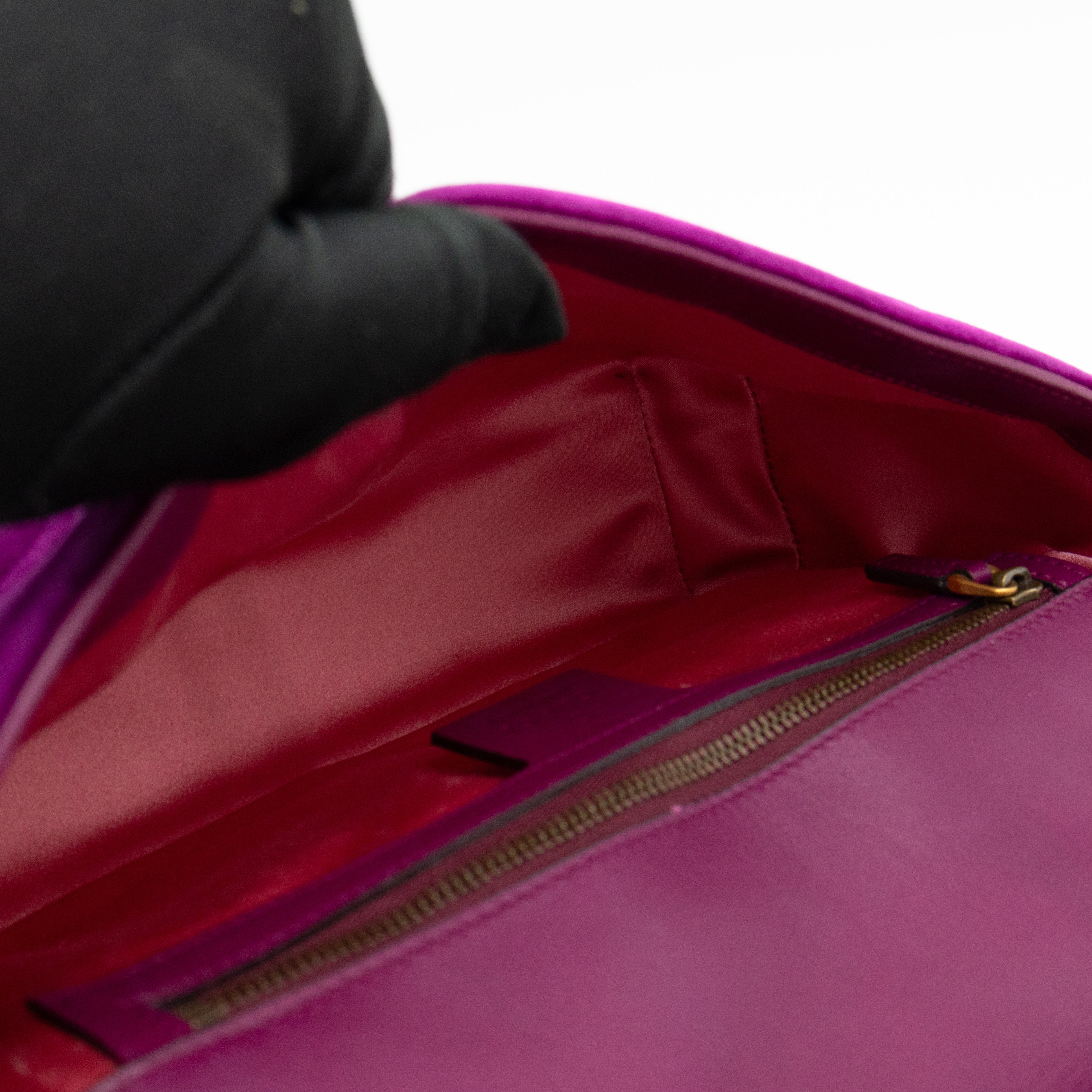 GG Marmont Flap Small Purple Velvet Aged Gold