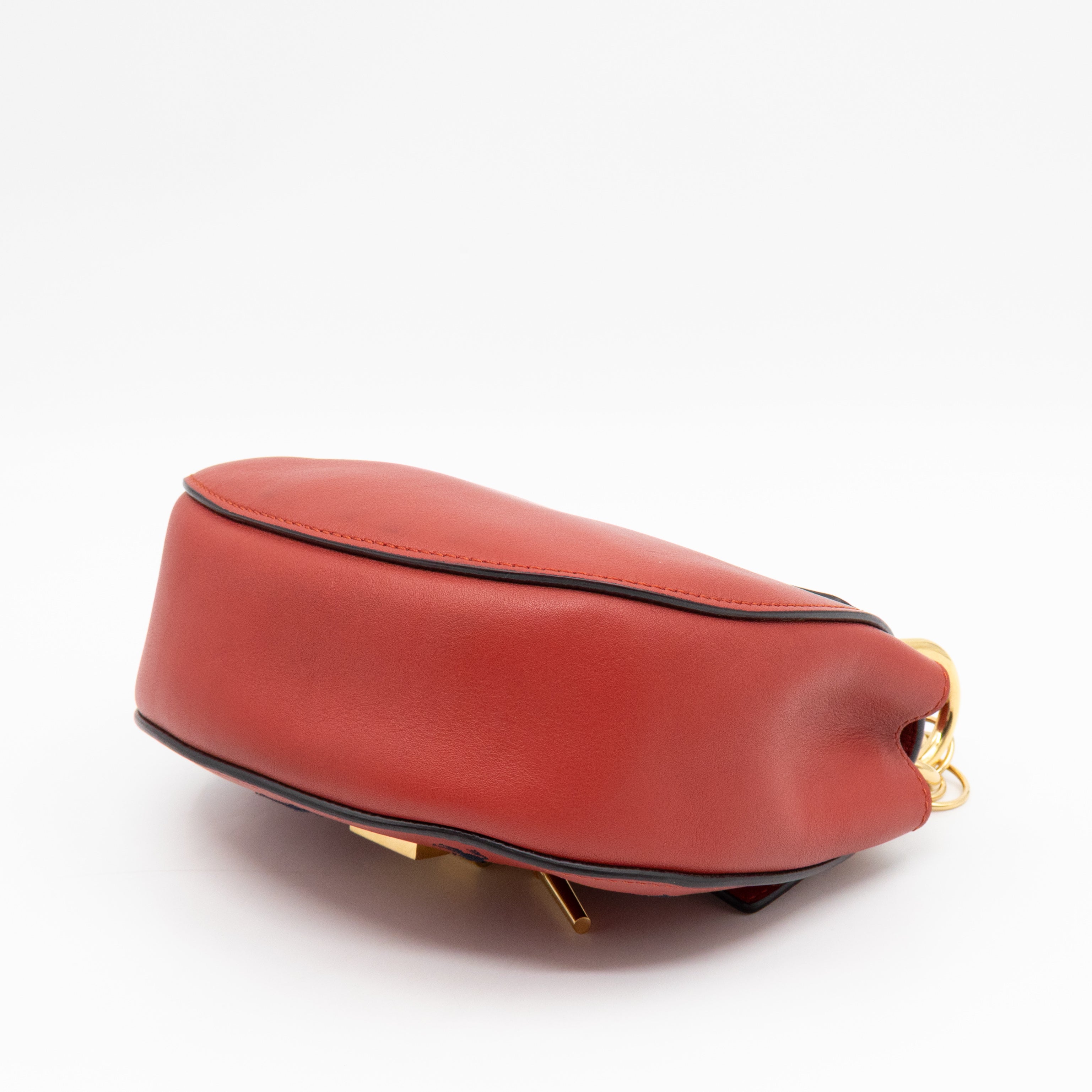 Mini Drew Horses Embroidered Earthy Red Leather