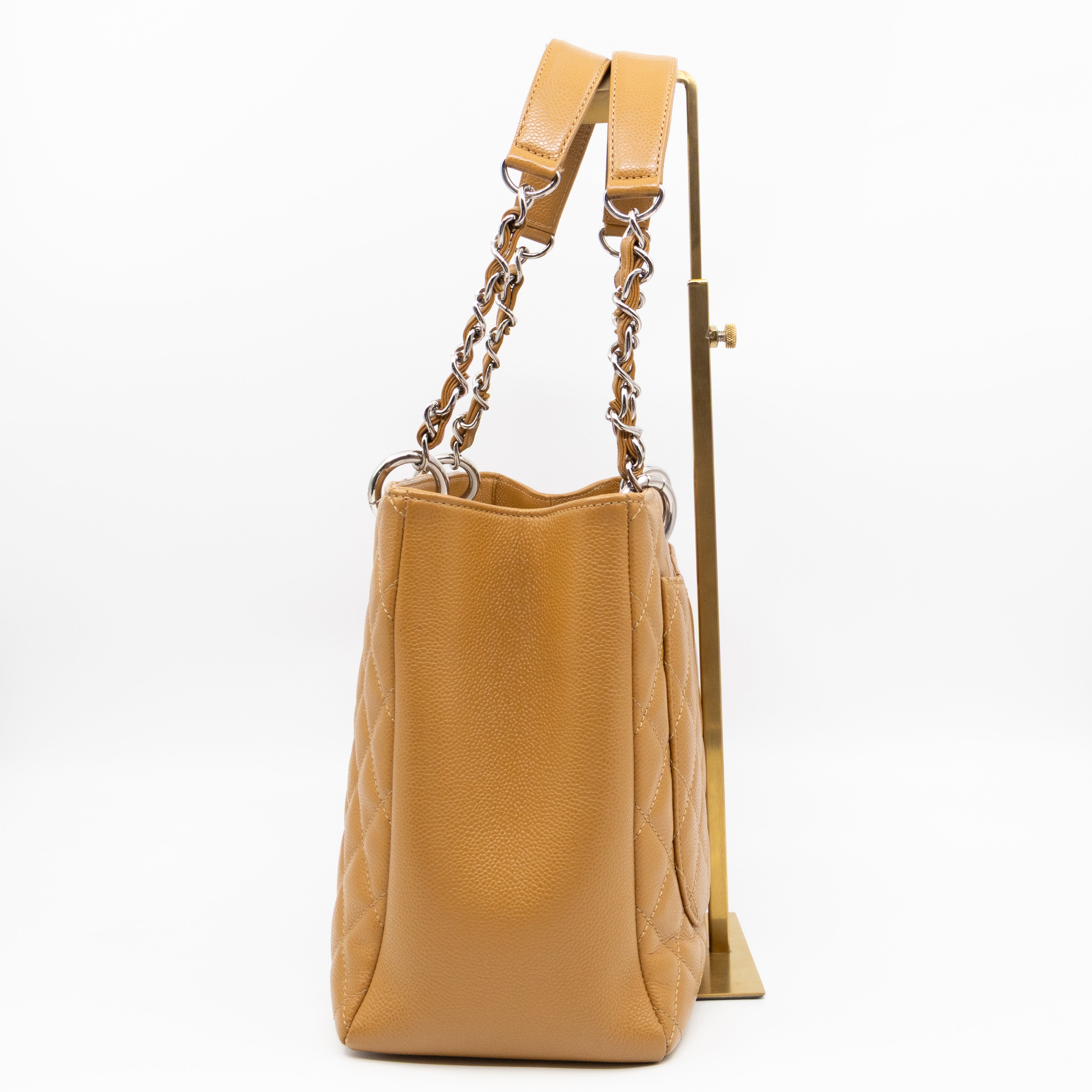 GST Grand Shopping Tote Dark Beige Caviar Silver