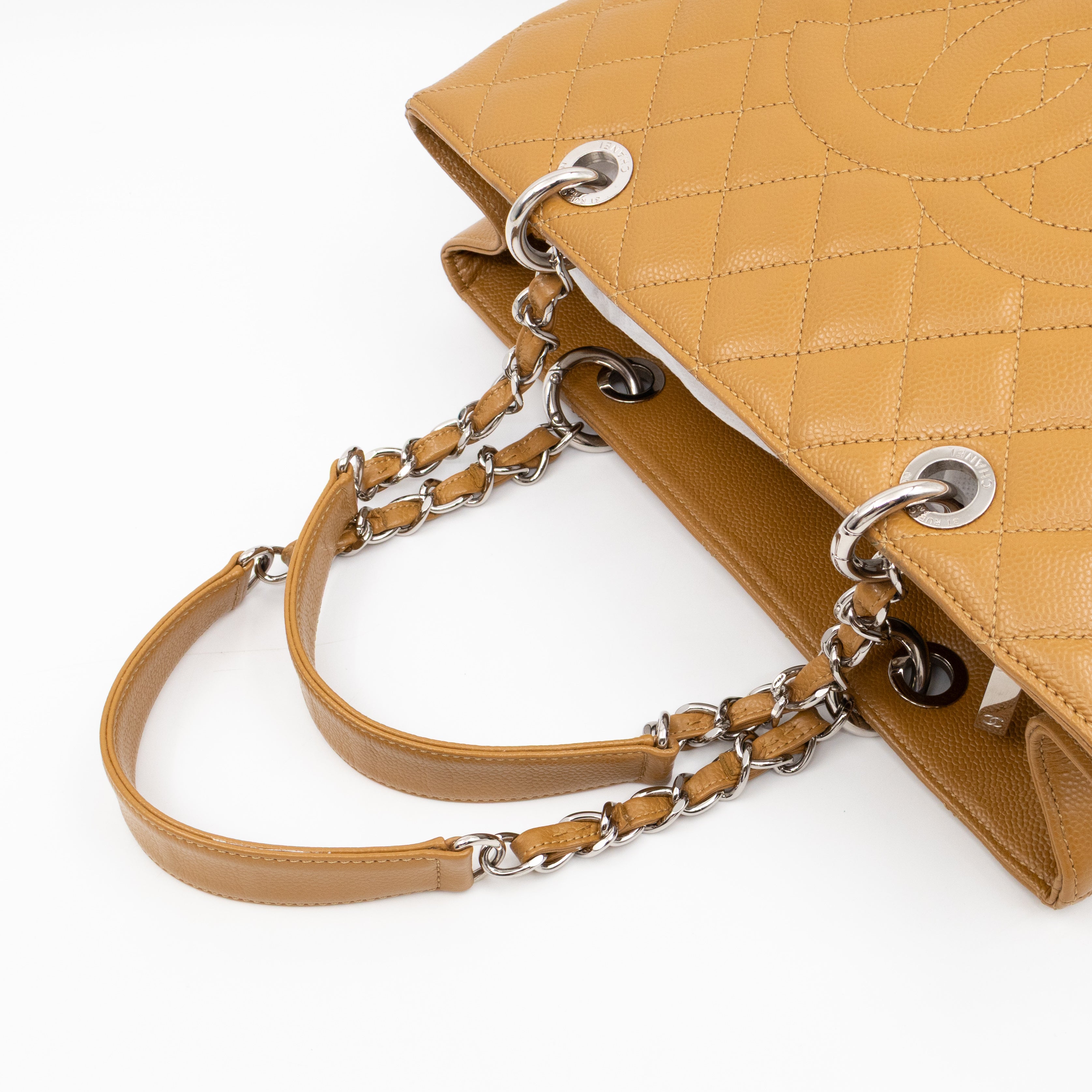 GST Grand Shopping Tote Dark Beige Caviar Silver