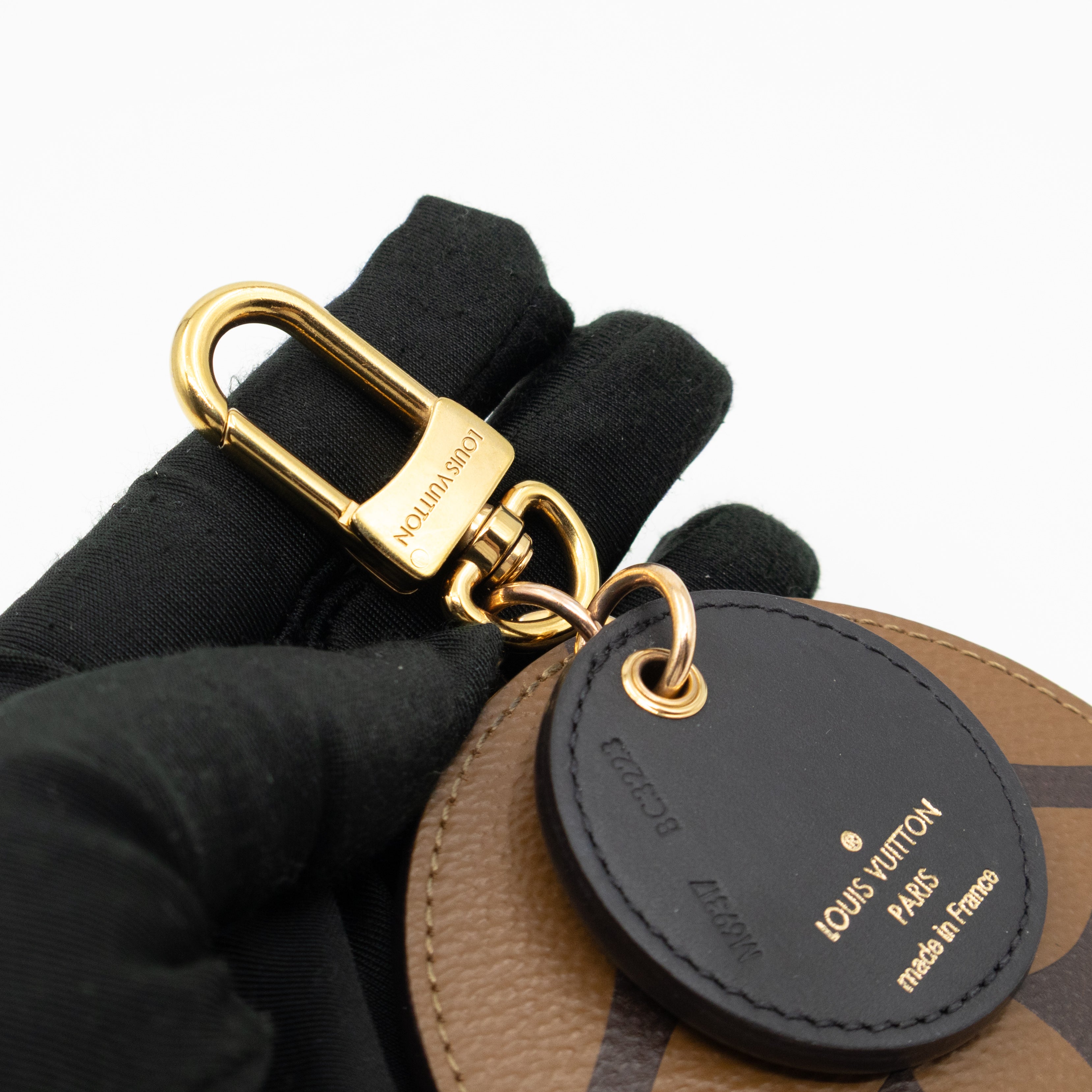 Round Bag Charm & Key Holder Monogram Reverse
