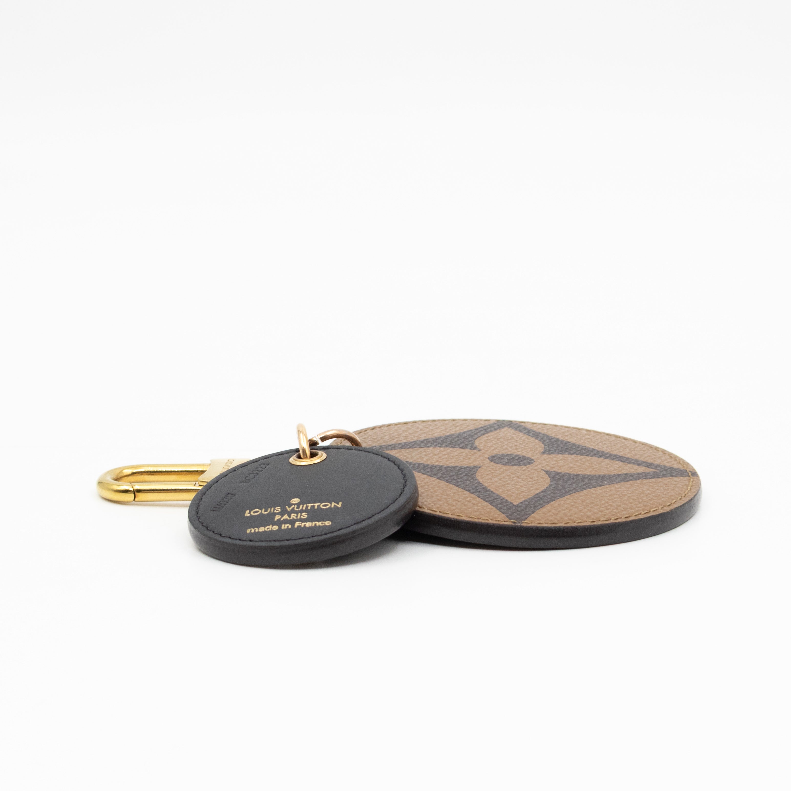 Round Bag Charm & Key Holder Monogram Reverse