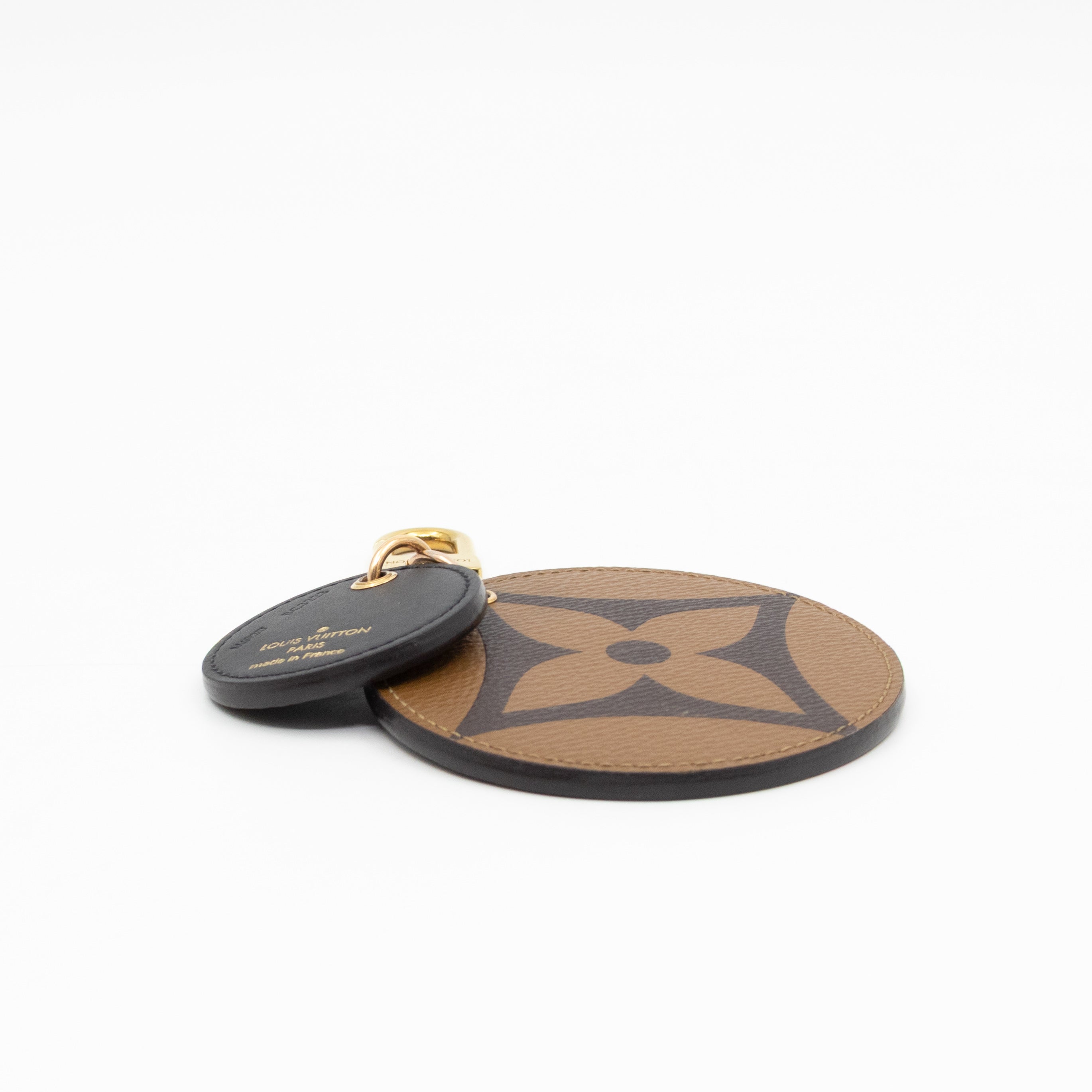 Round Bag Charm & Key Holder Monogram Reverse