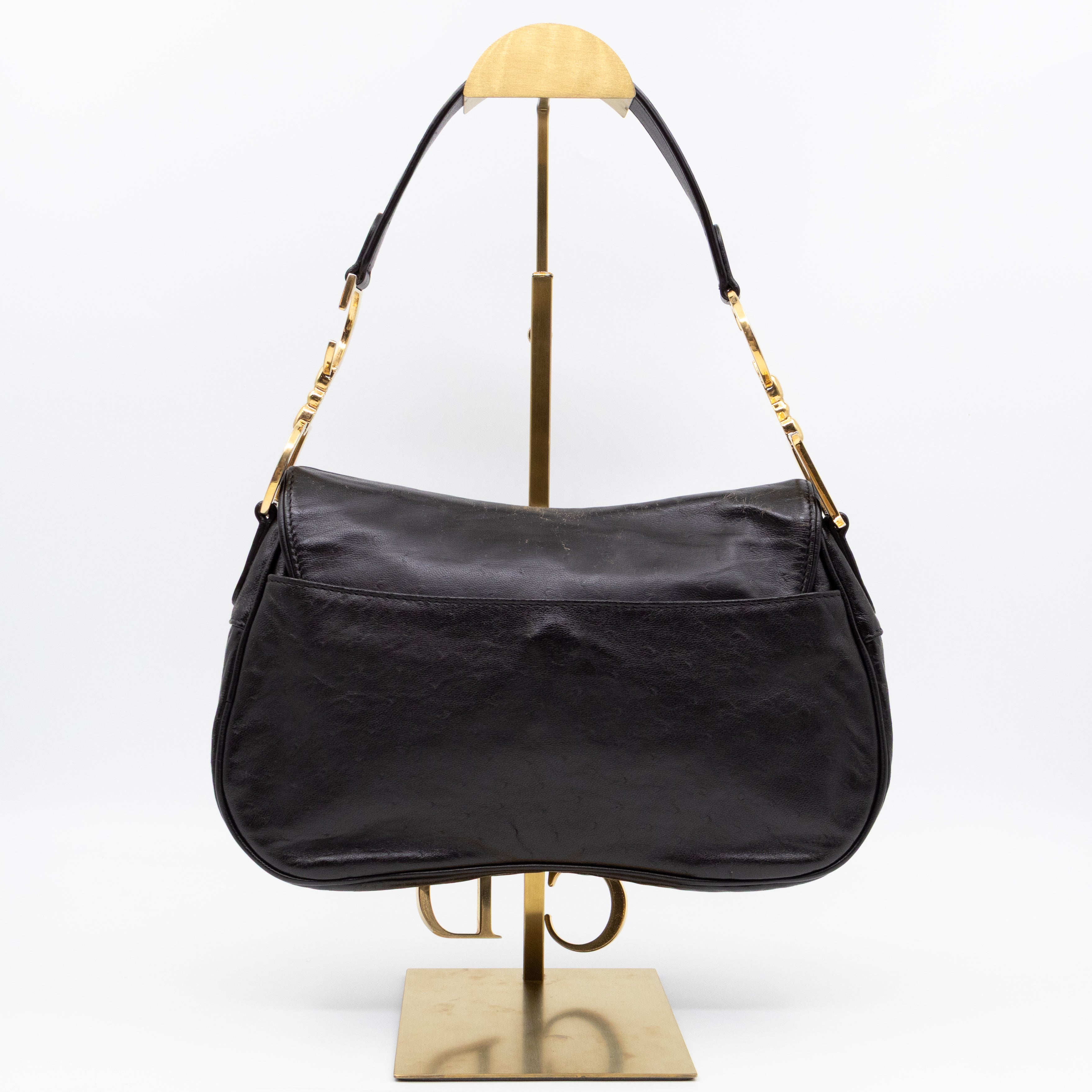 Double Saddle Bag Dark Brown Leather