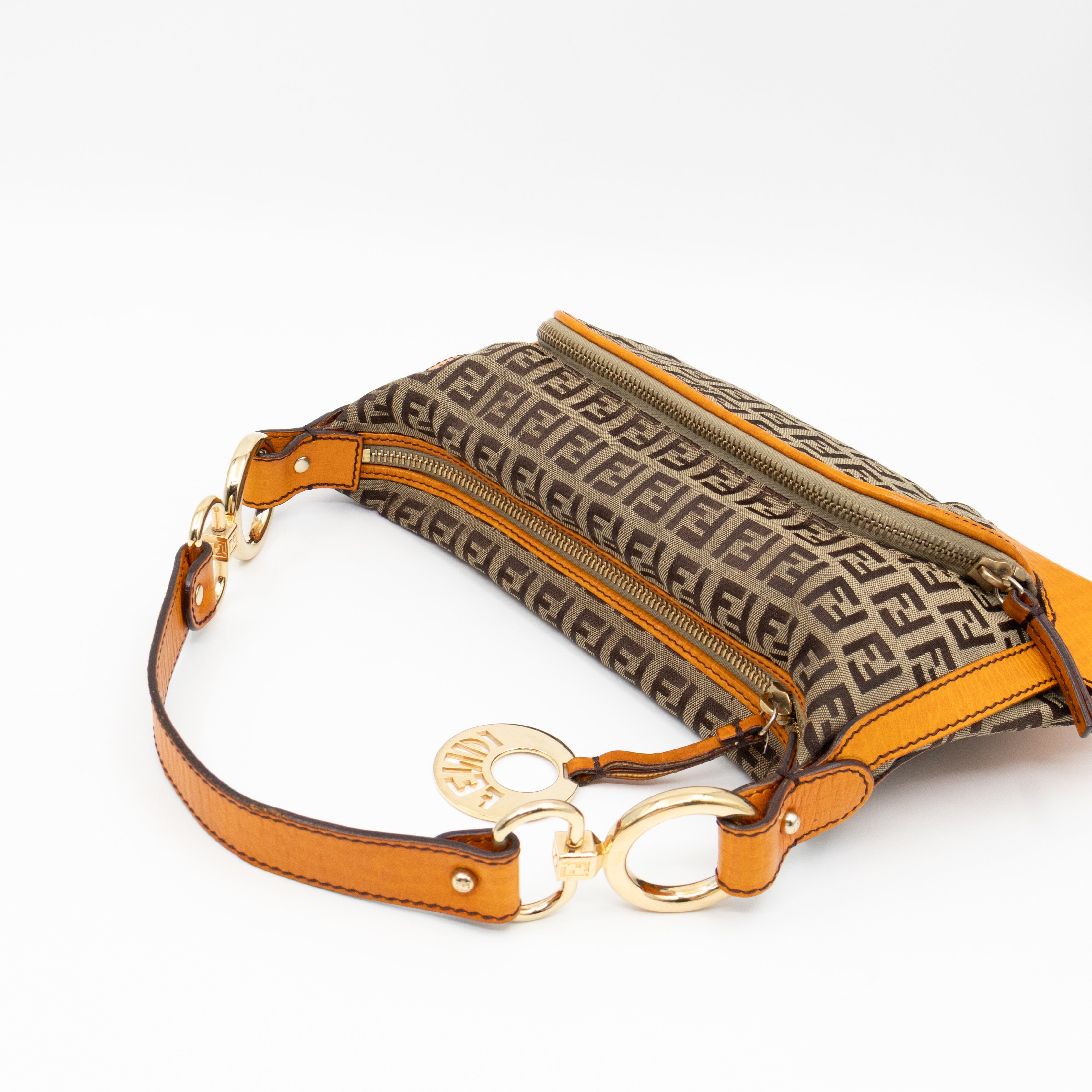 Small Chef Pocket Bag FF Canvas Orange Leather