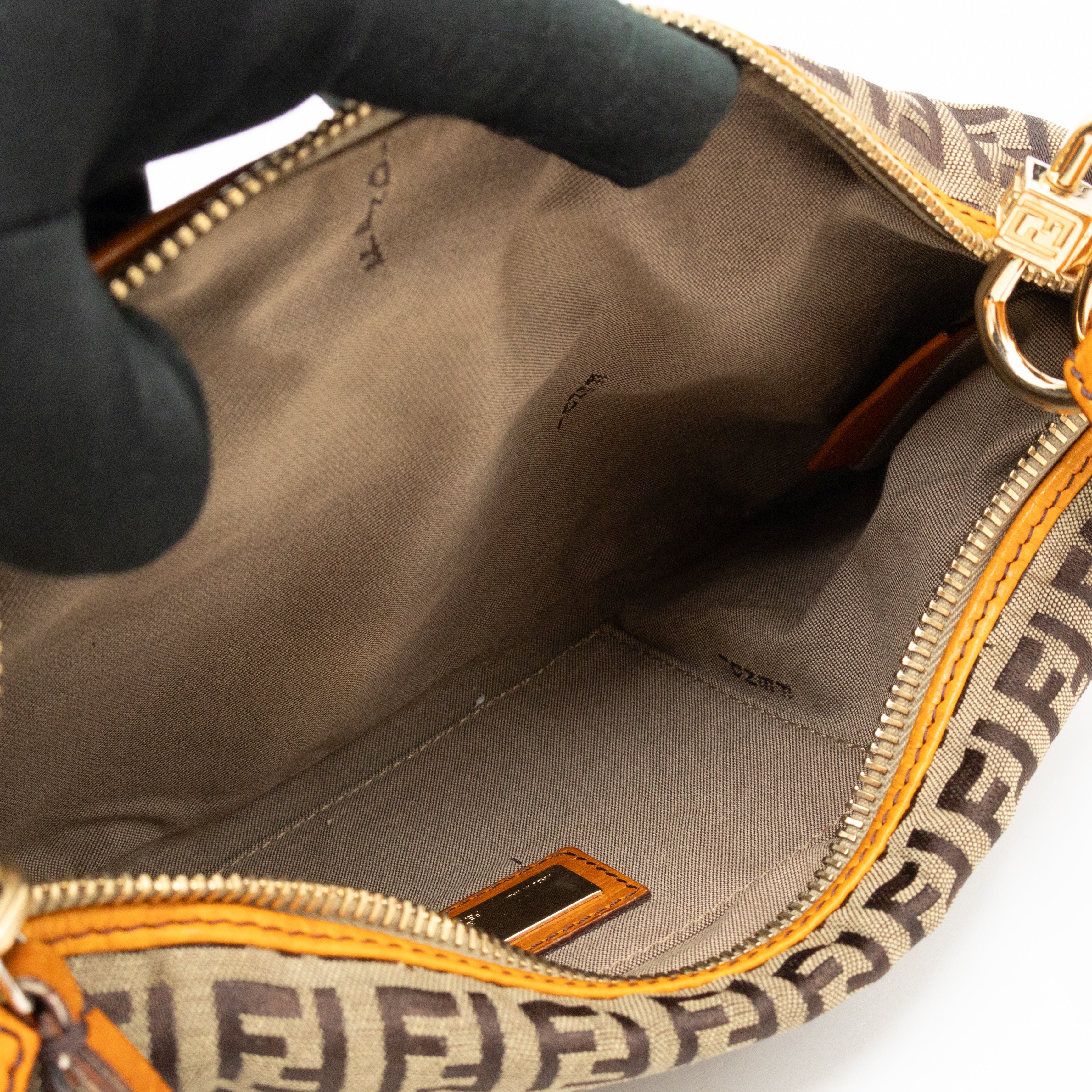 Small Chef Pocket Bag FF Canvas Orange Leather