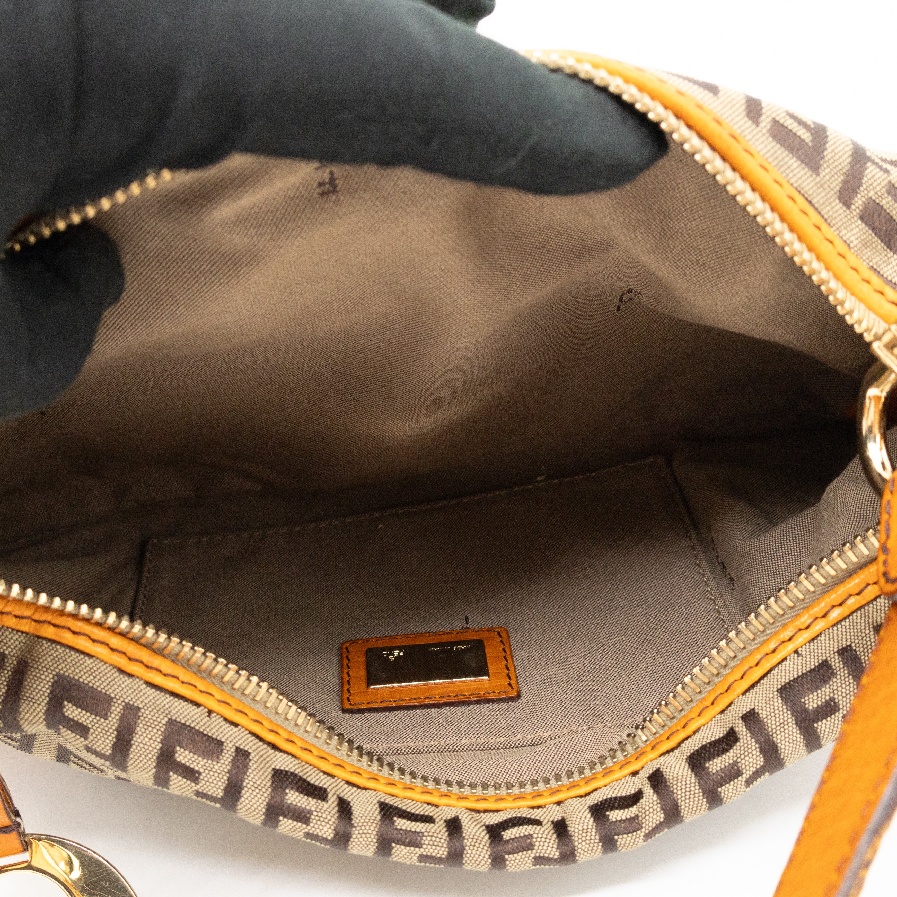 Small Chef Pocket Bag FF Canvas Orange Leather