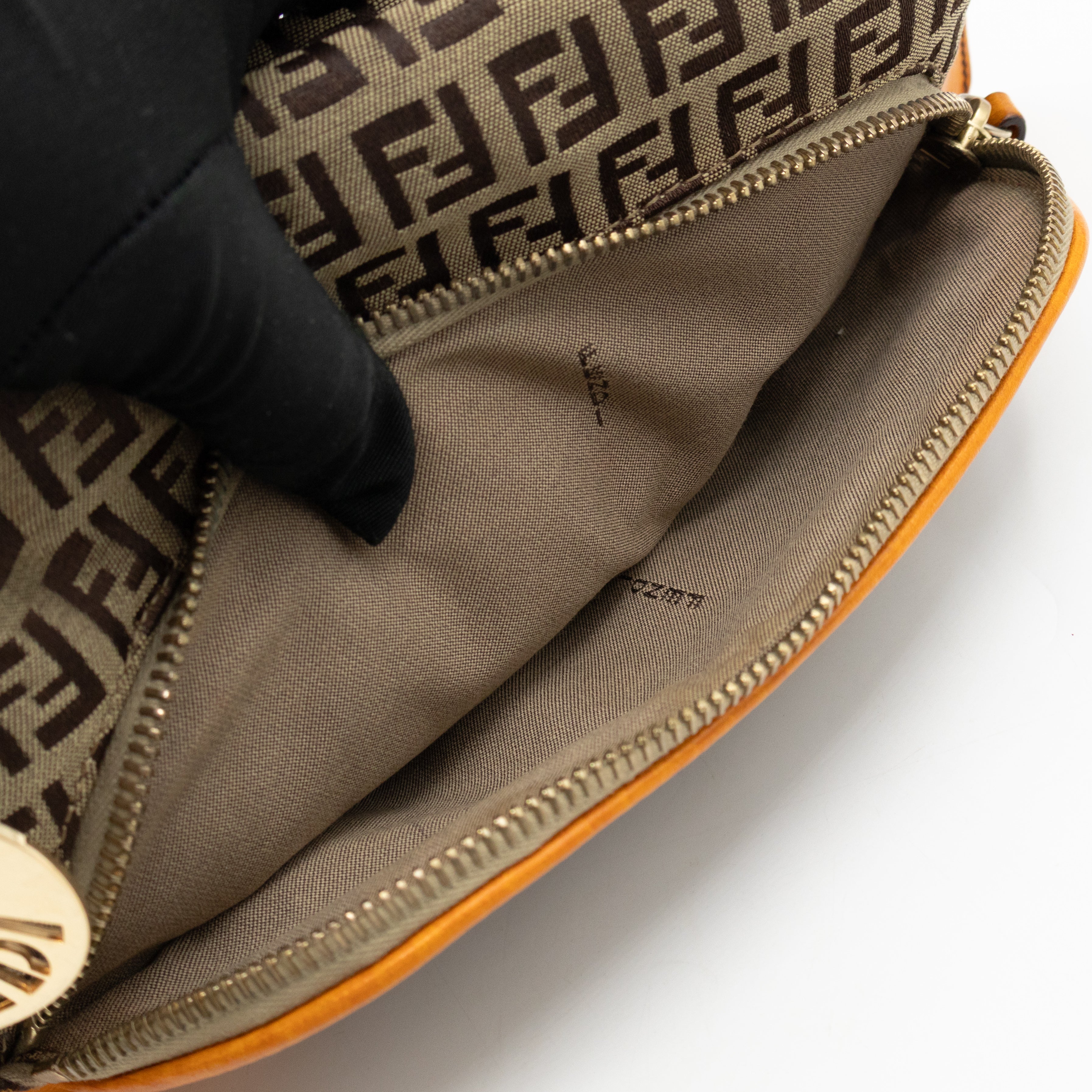 Small Chef Pocket Bag FF Canvas Orange Leather