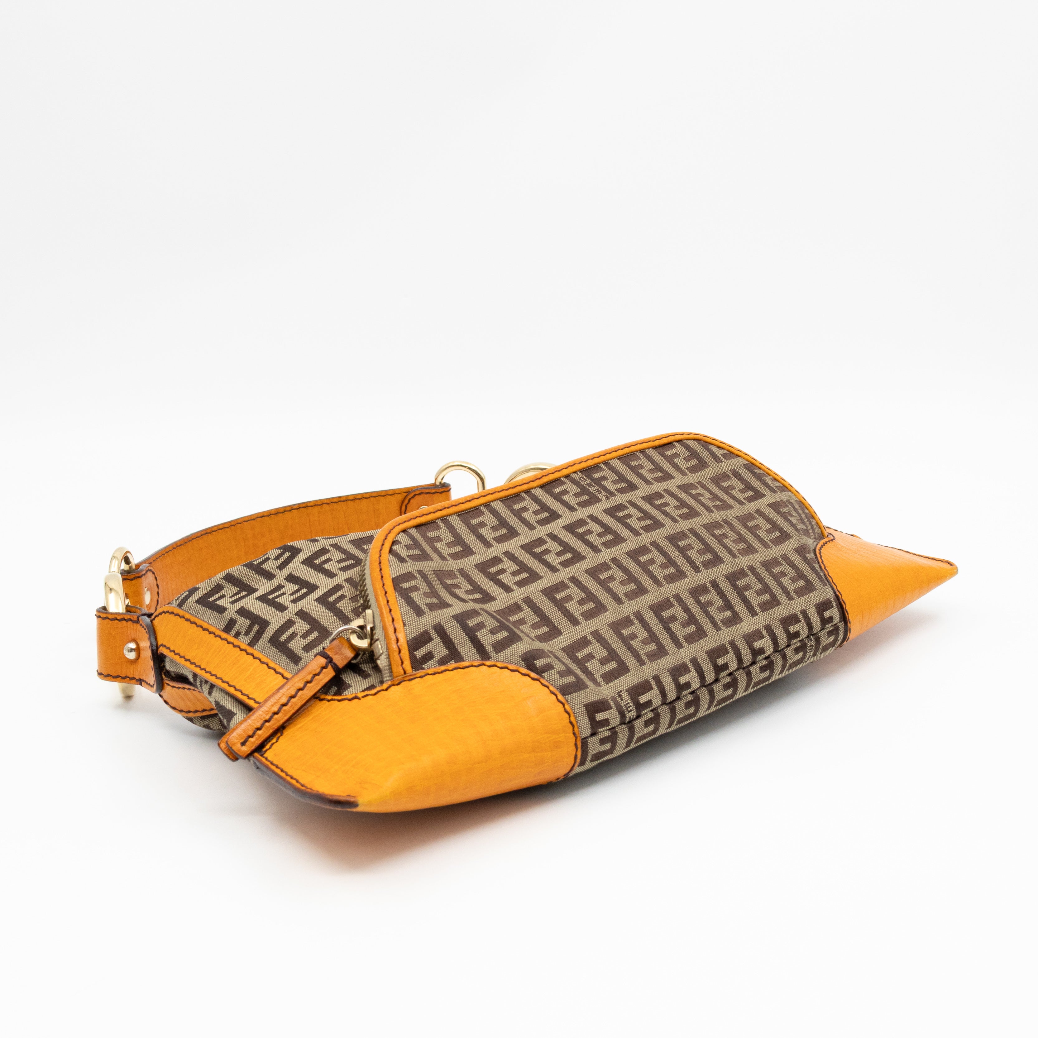Small Chef Pocket Bag FF Canvas Orange Leather