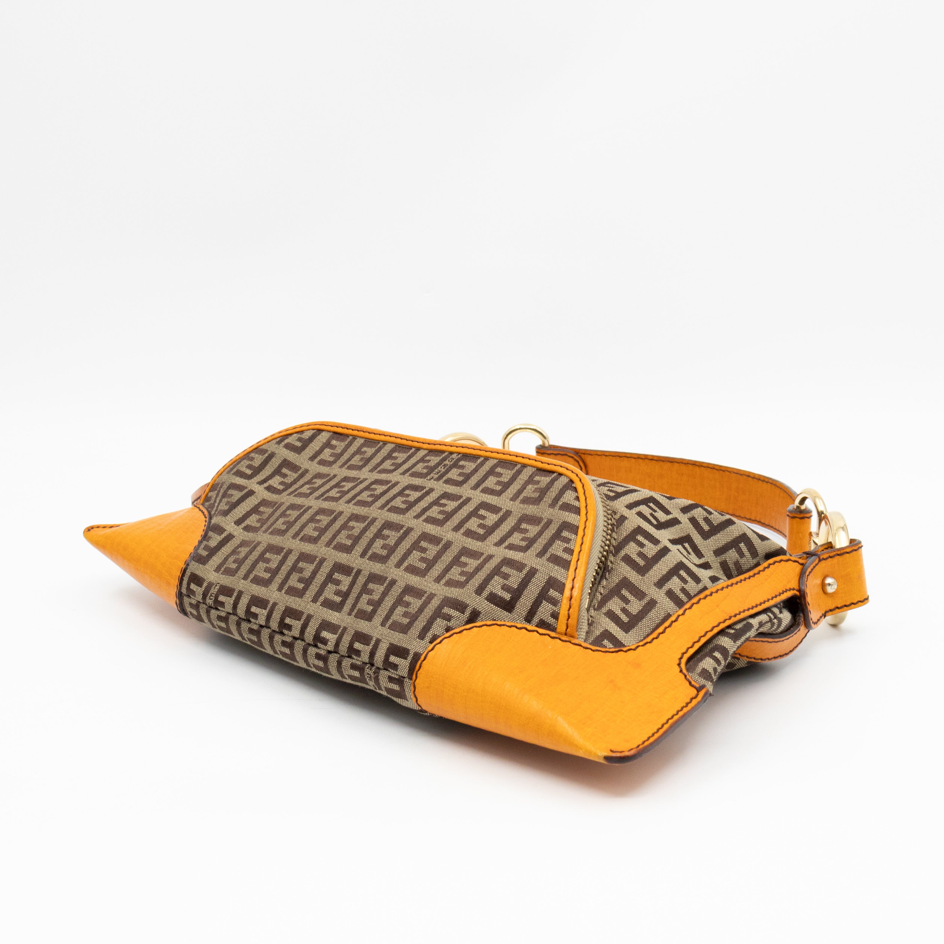 Small Chef Pocket Bag FF Canvas Orange Leather