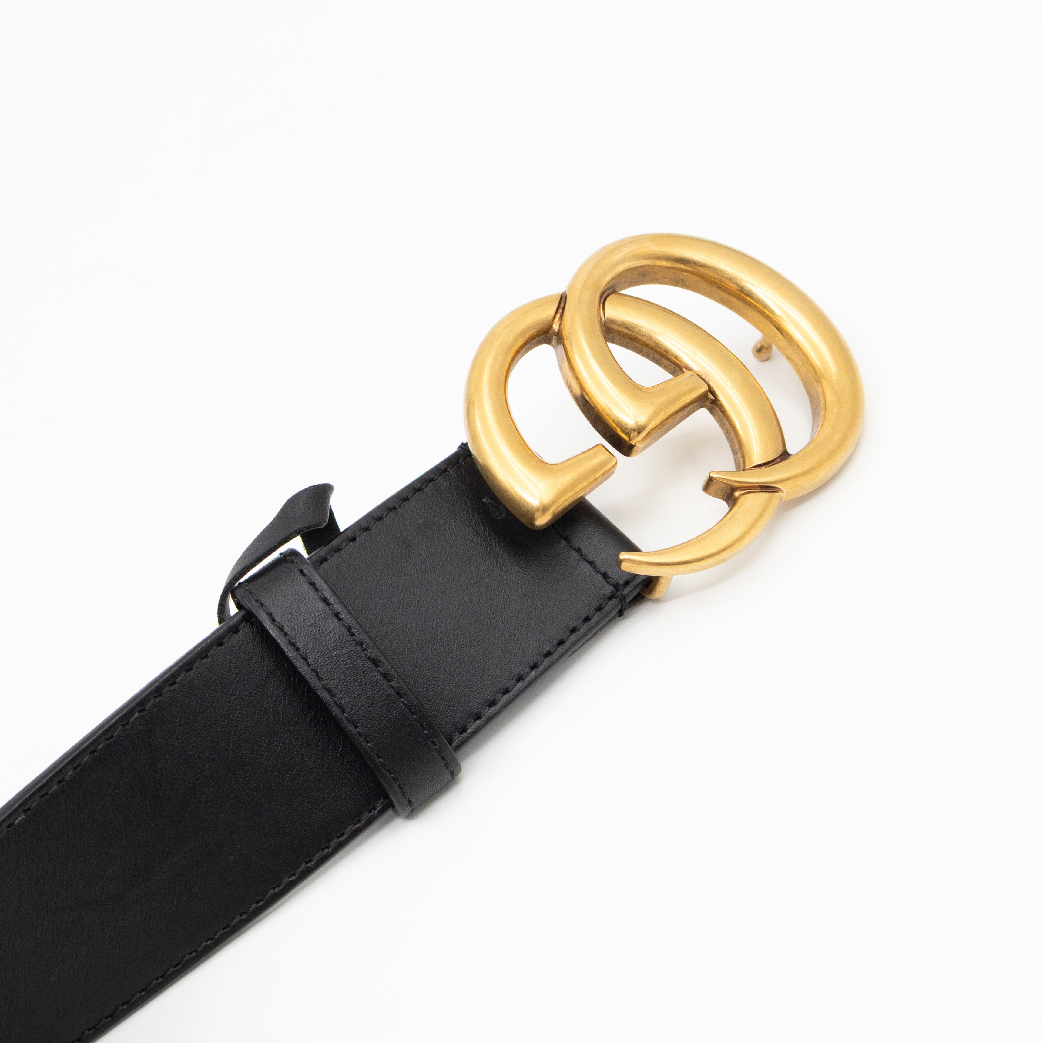 GG Marmont Wide Black Leather Belt 90/36