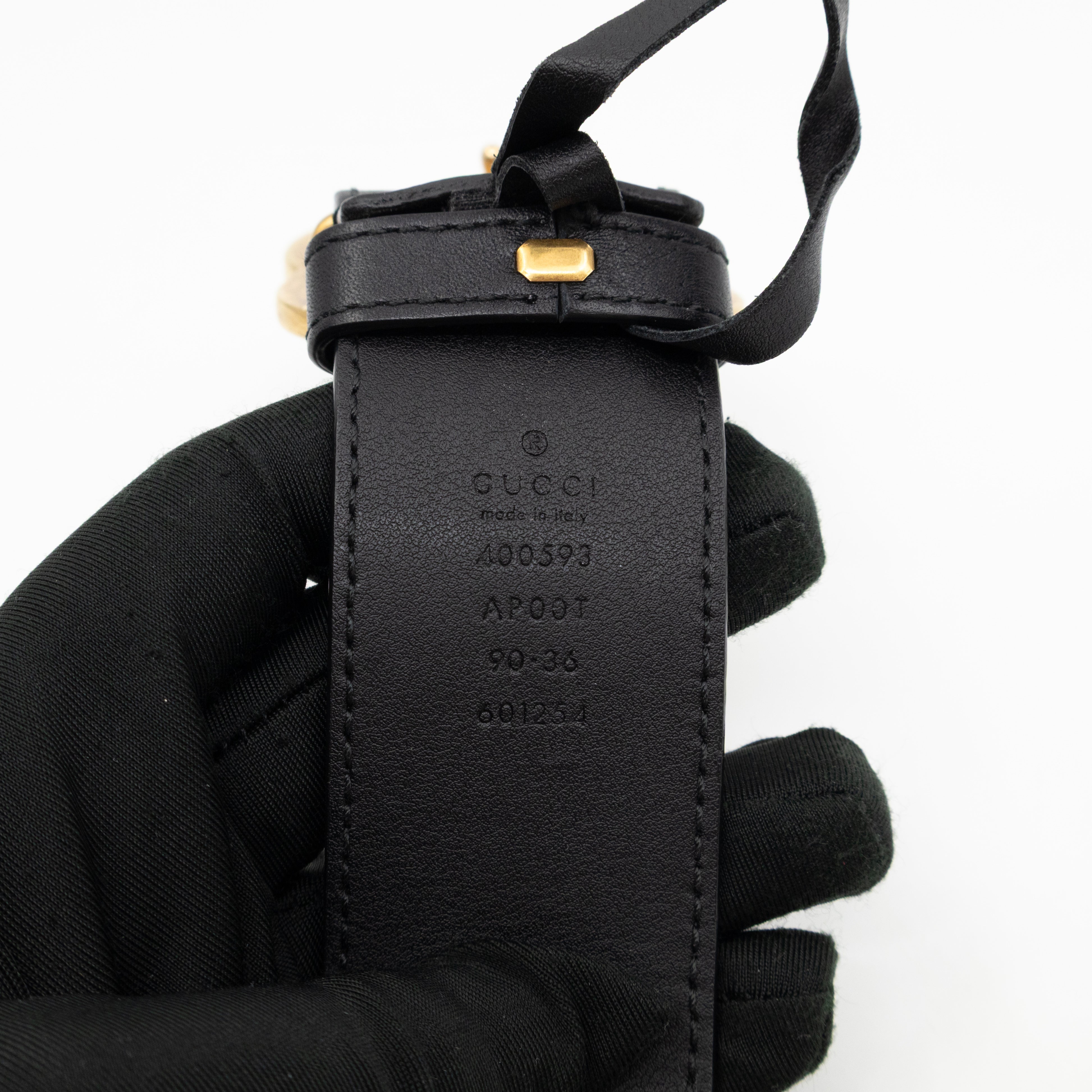 GG Marmont Wide Black Leather Belt 90/36