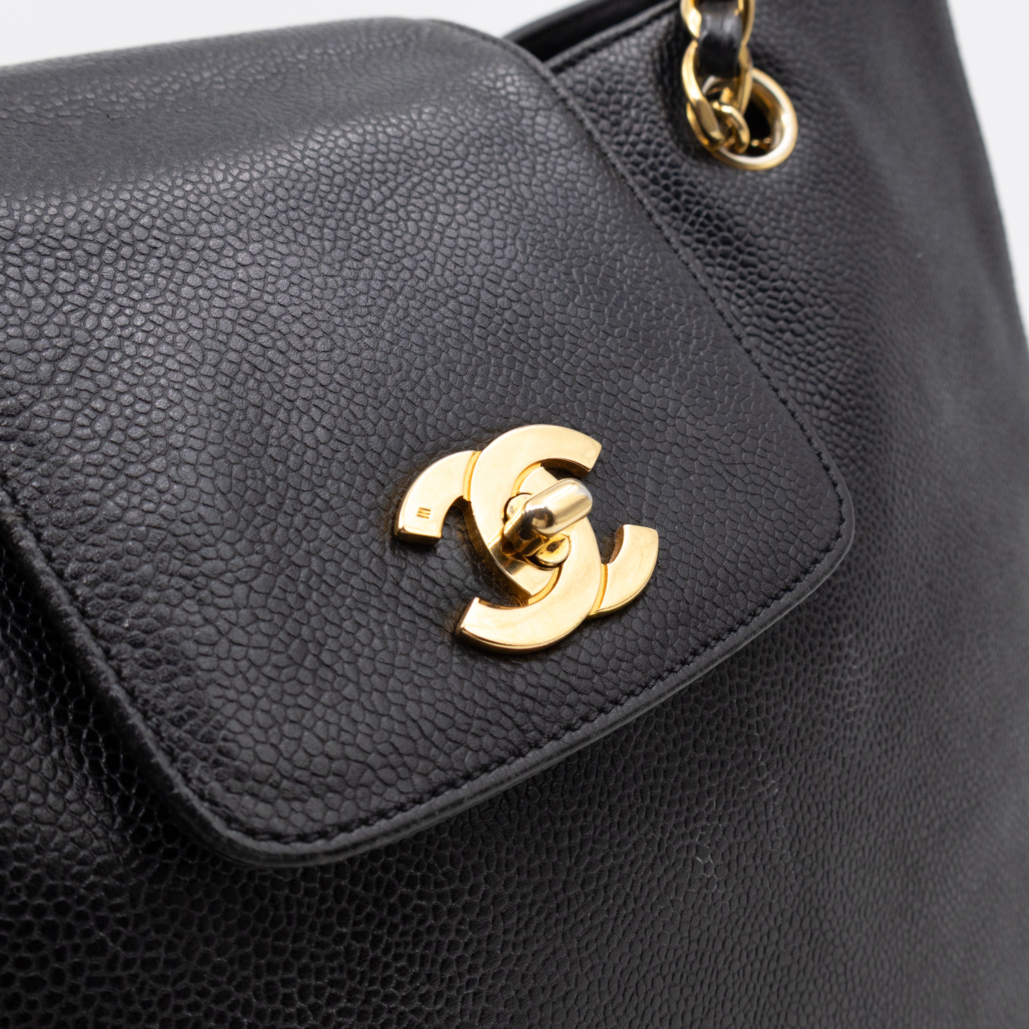 Vintage CC Flap Tote Black Caviar