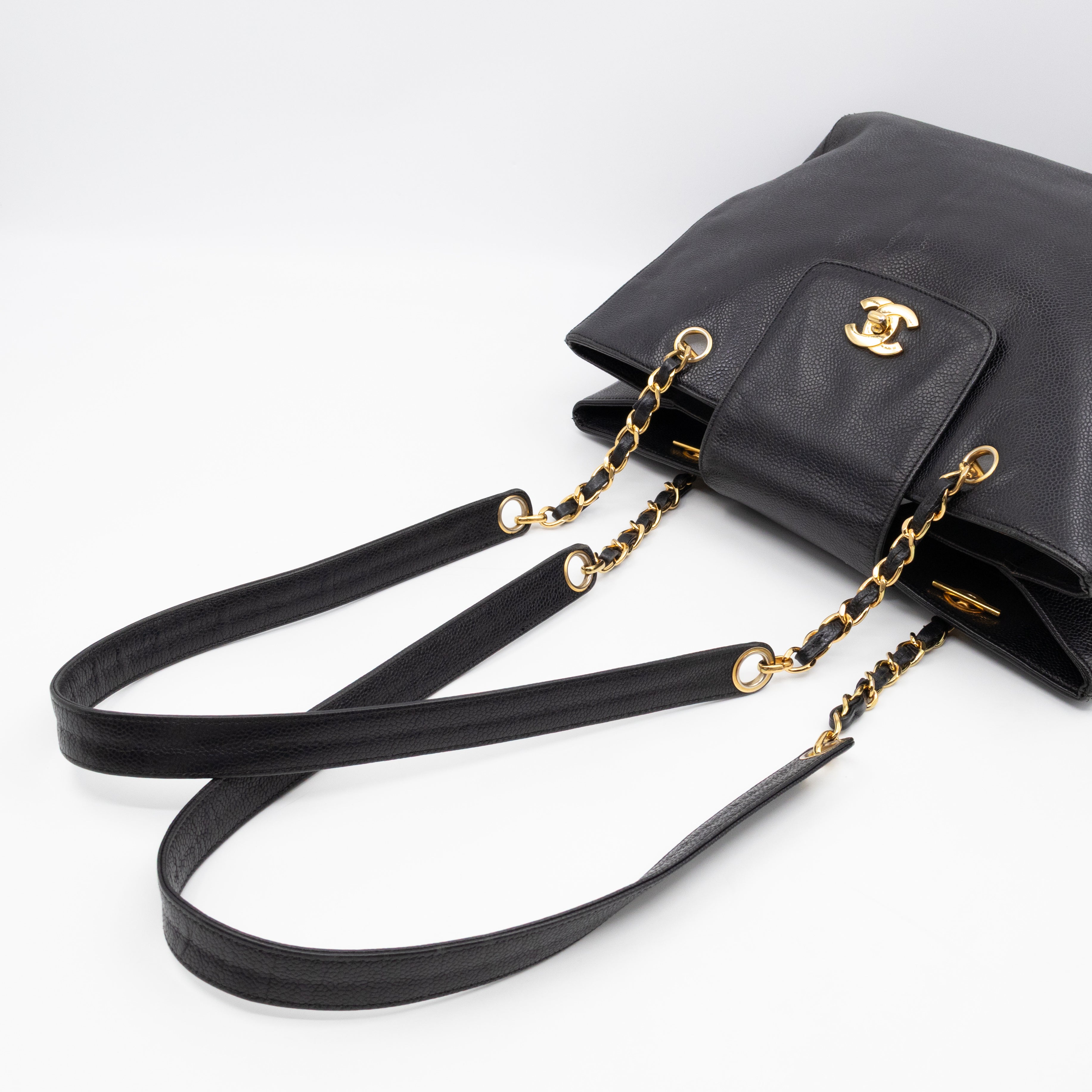 Vintage CC Flap Tote Black Caviar