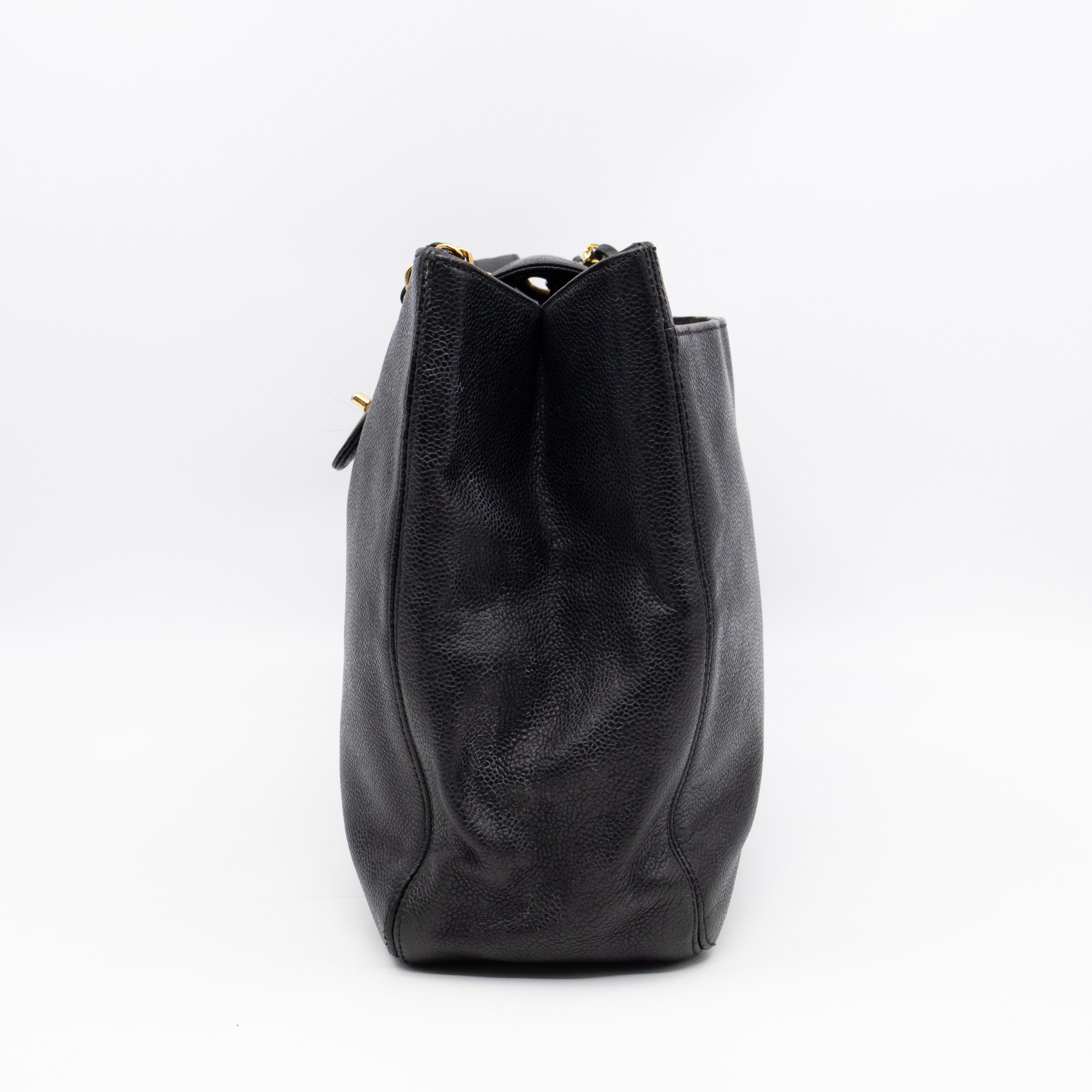 Vintage CC Flap Tote Black Caviar