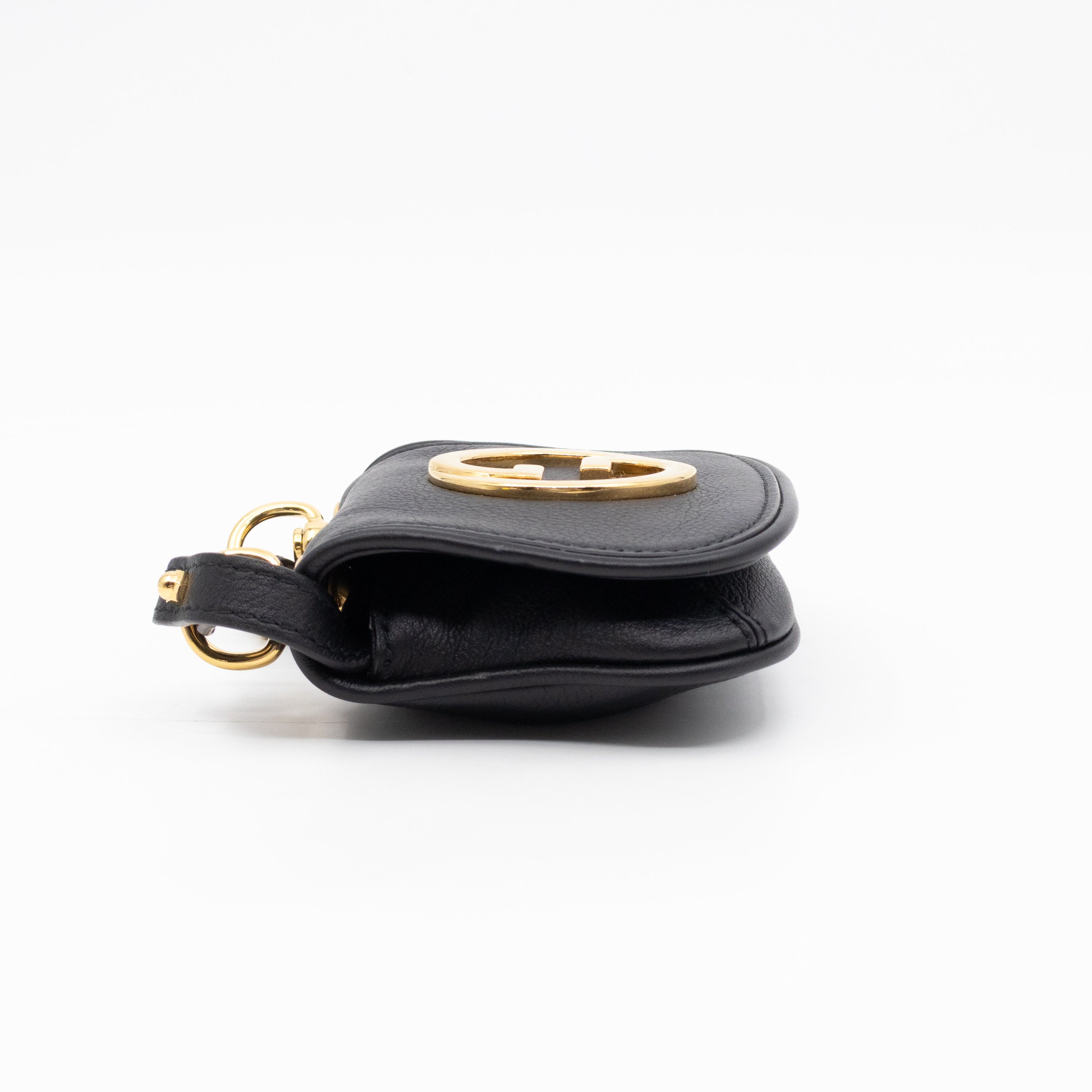 Blondie Card Case On Strap Black Leather