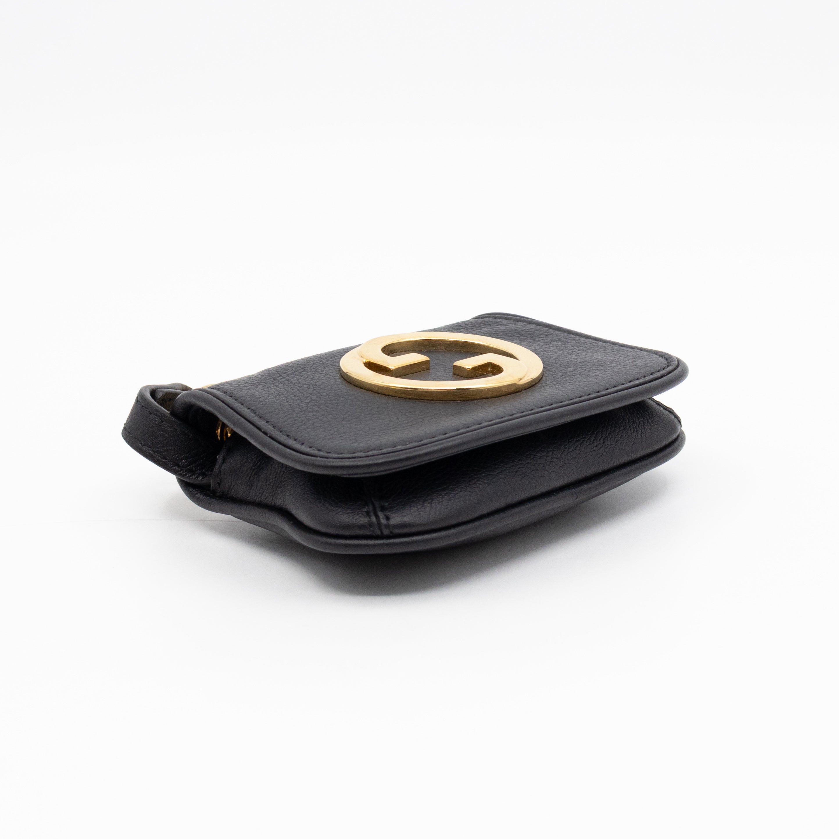 Blondie Card Case On Strap Black Leather