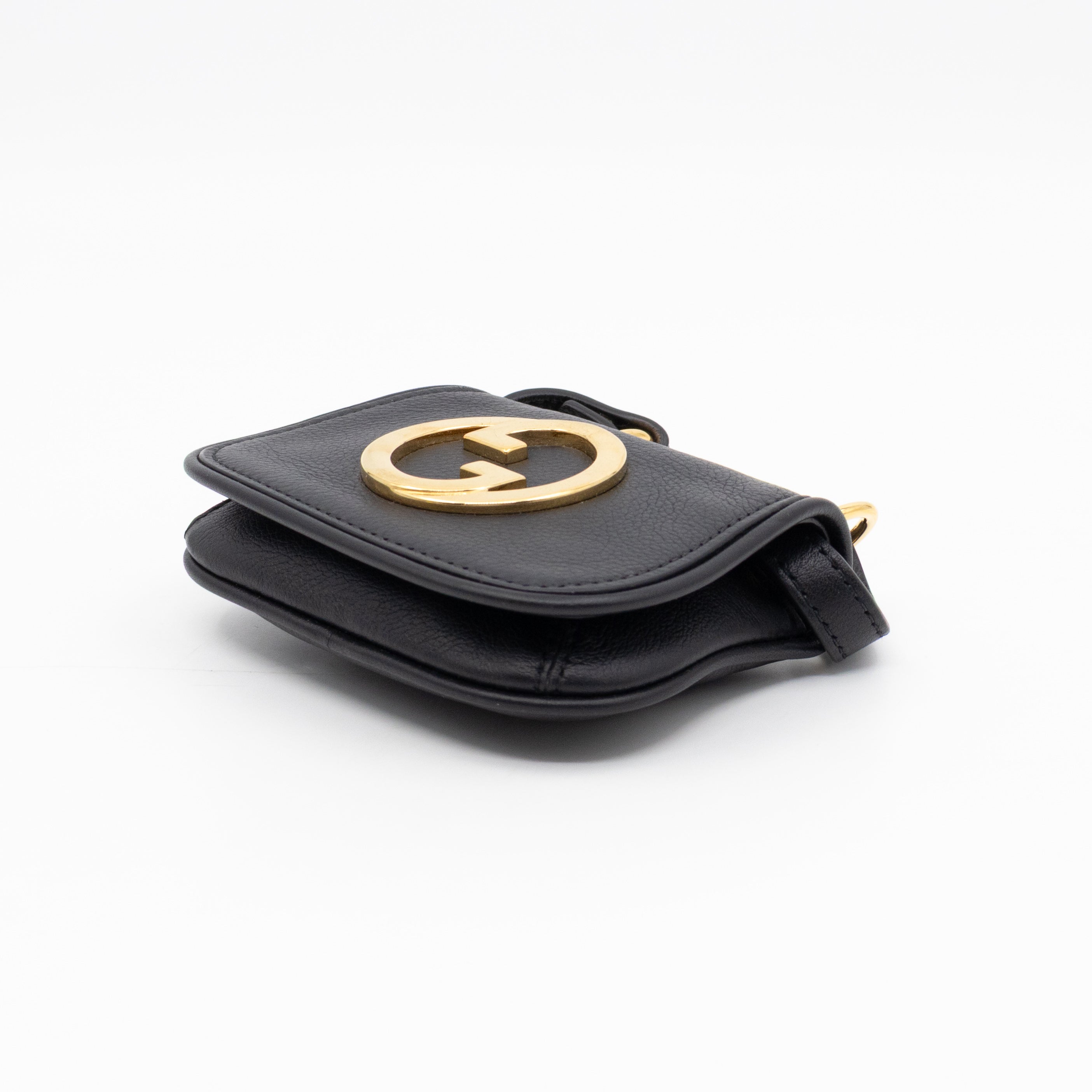 Blondie Card Case On Strap Black Leather