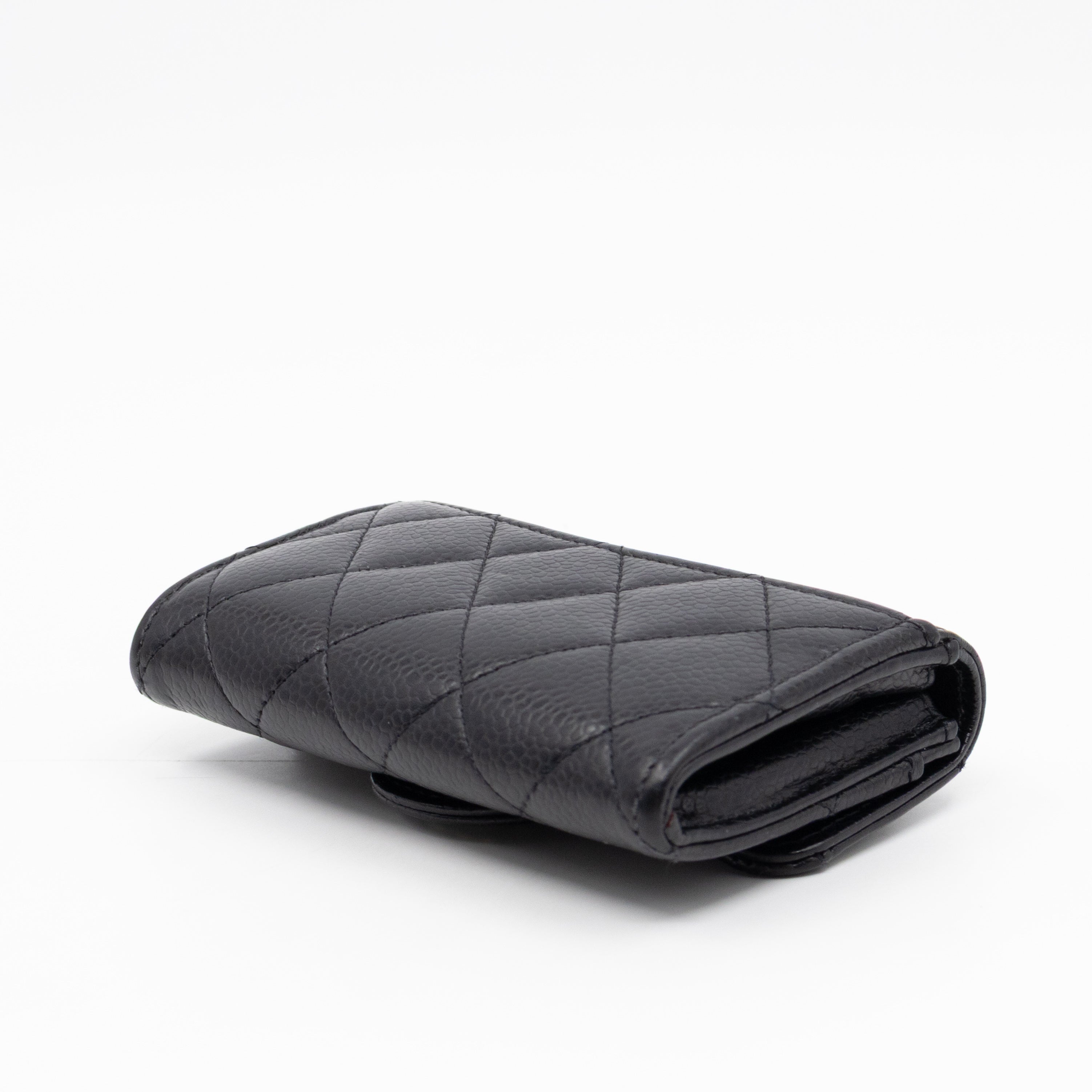 Classic Flap Card Wallet Black Caviar Leather