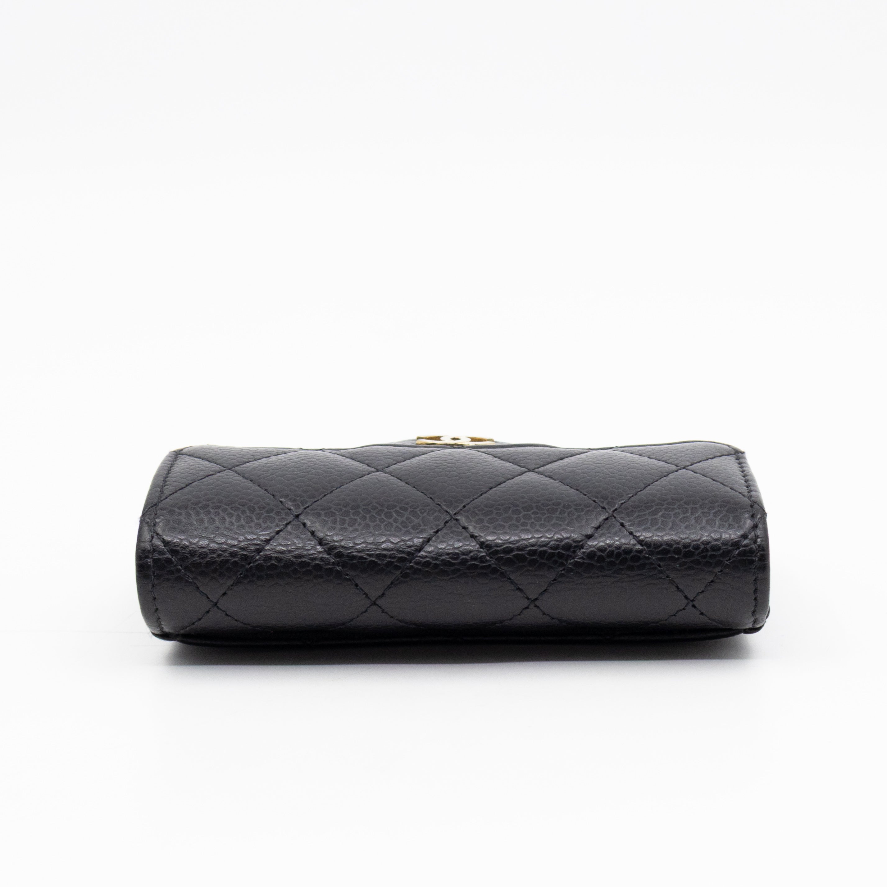 Classic Flap Card Wallet Black Caviar Leather