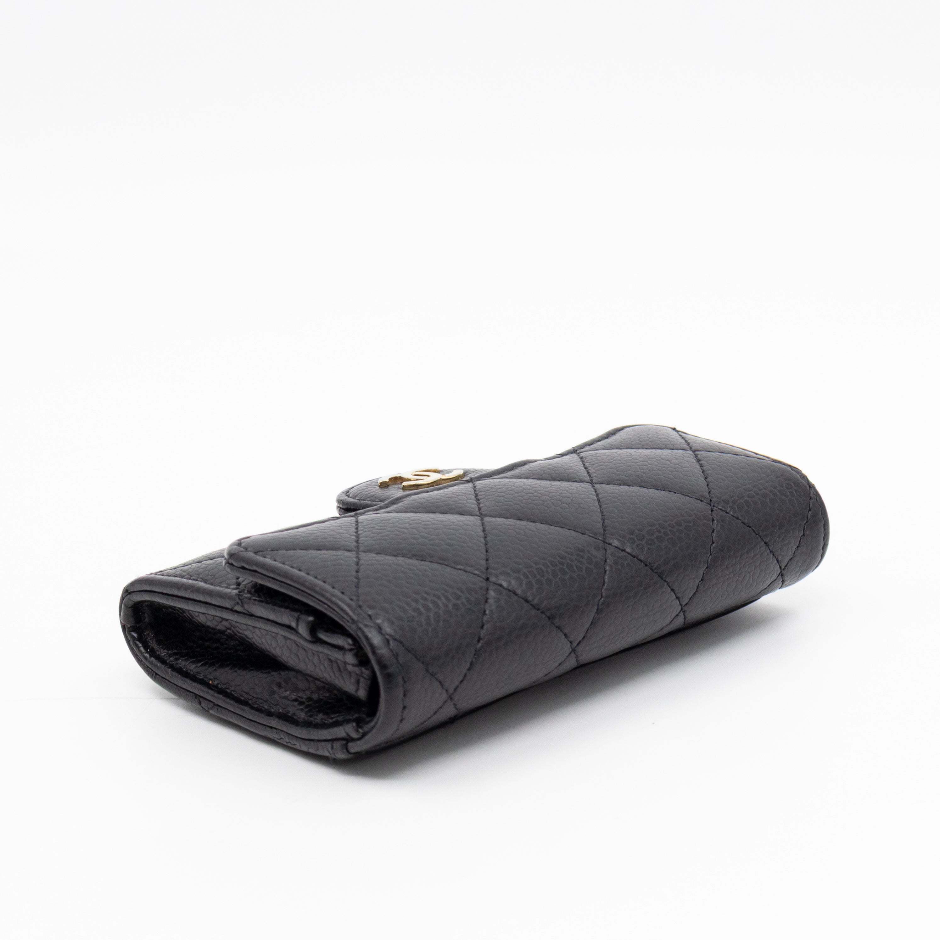 Classic Flap Card Wallet Black Caviar Leather