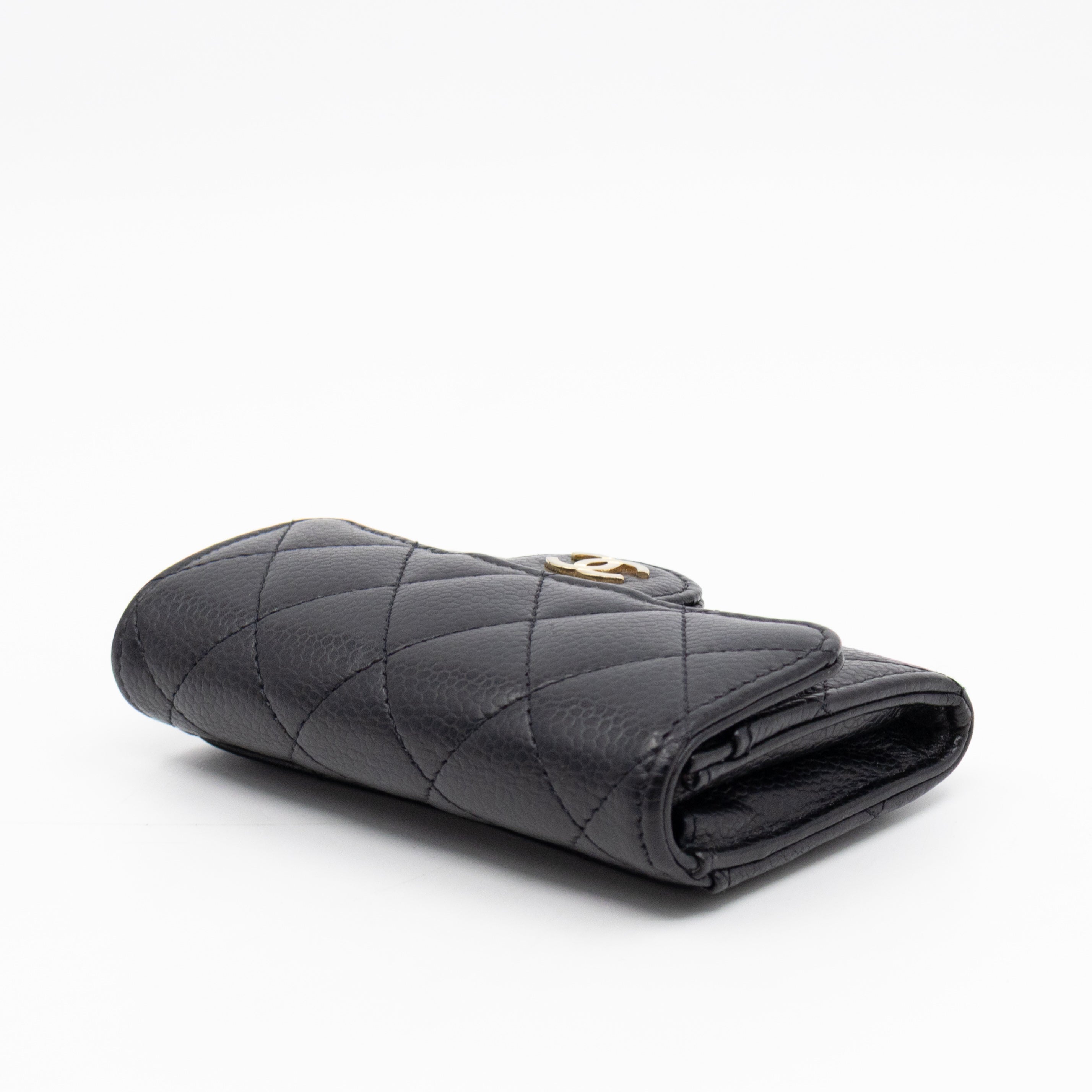 Classic Flap Card Wallet Black Caviar Leather