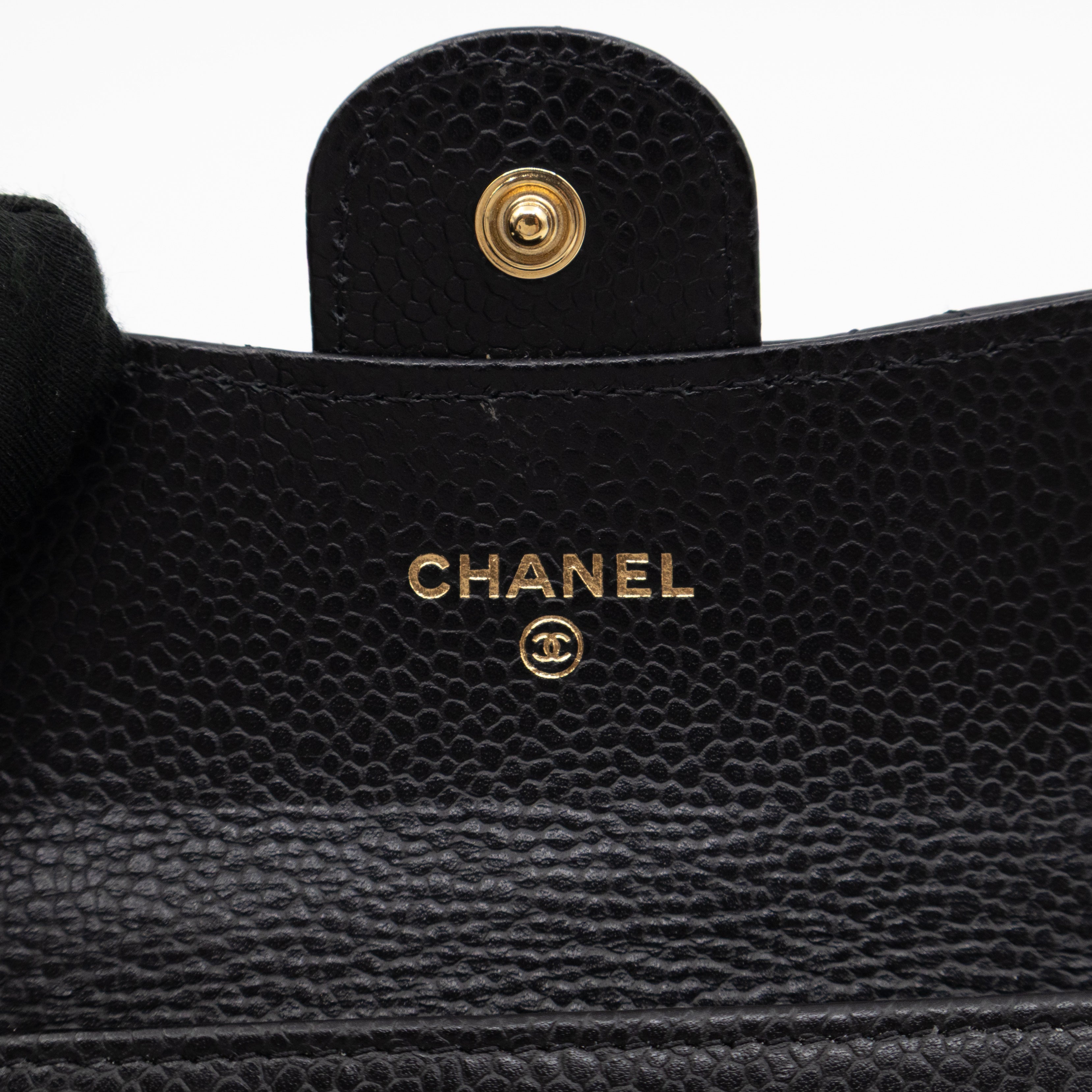 Classic Flap Card Wallet Black Caviar Leather