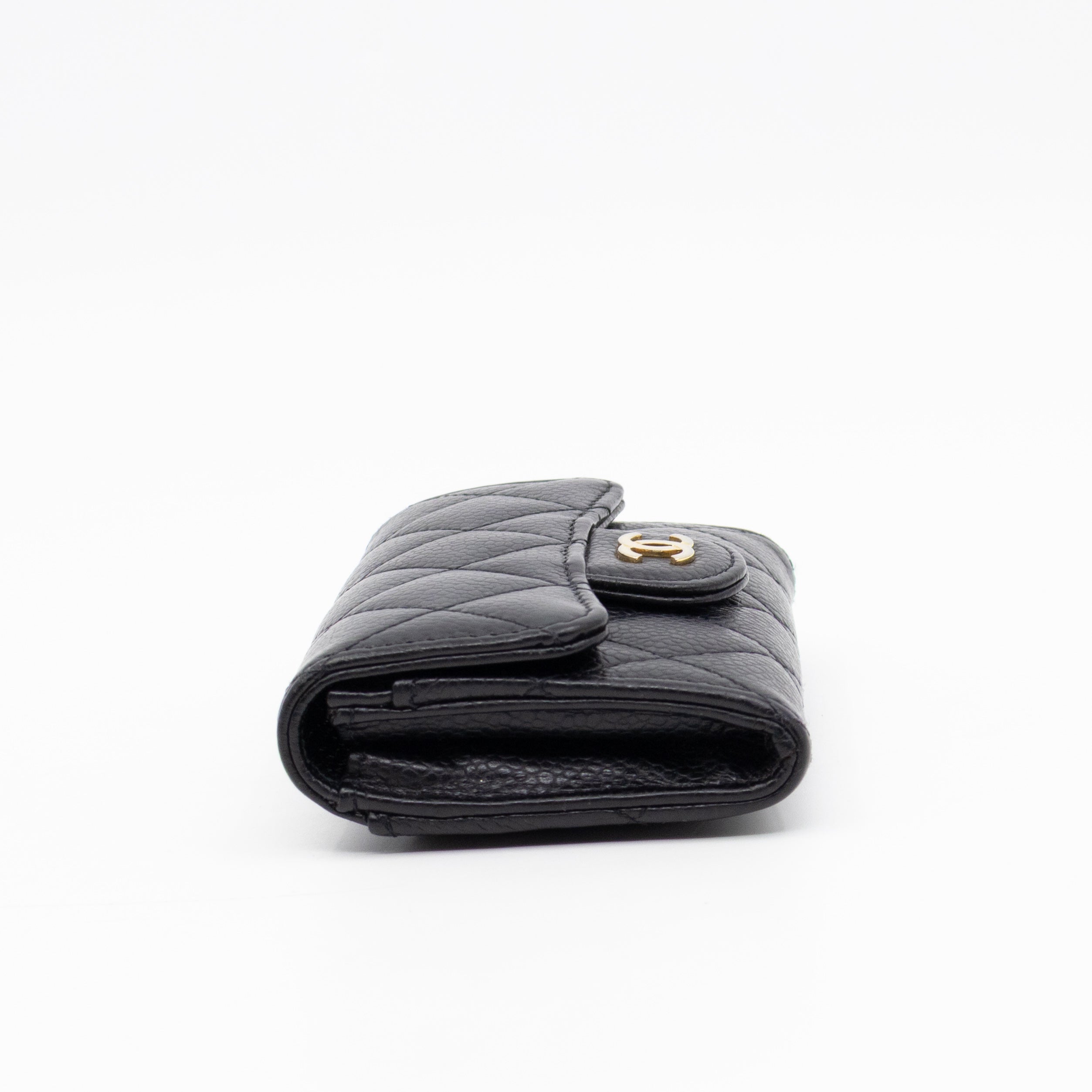 Classic Flap Card Wallet Black Caviar Leather