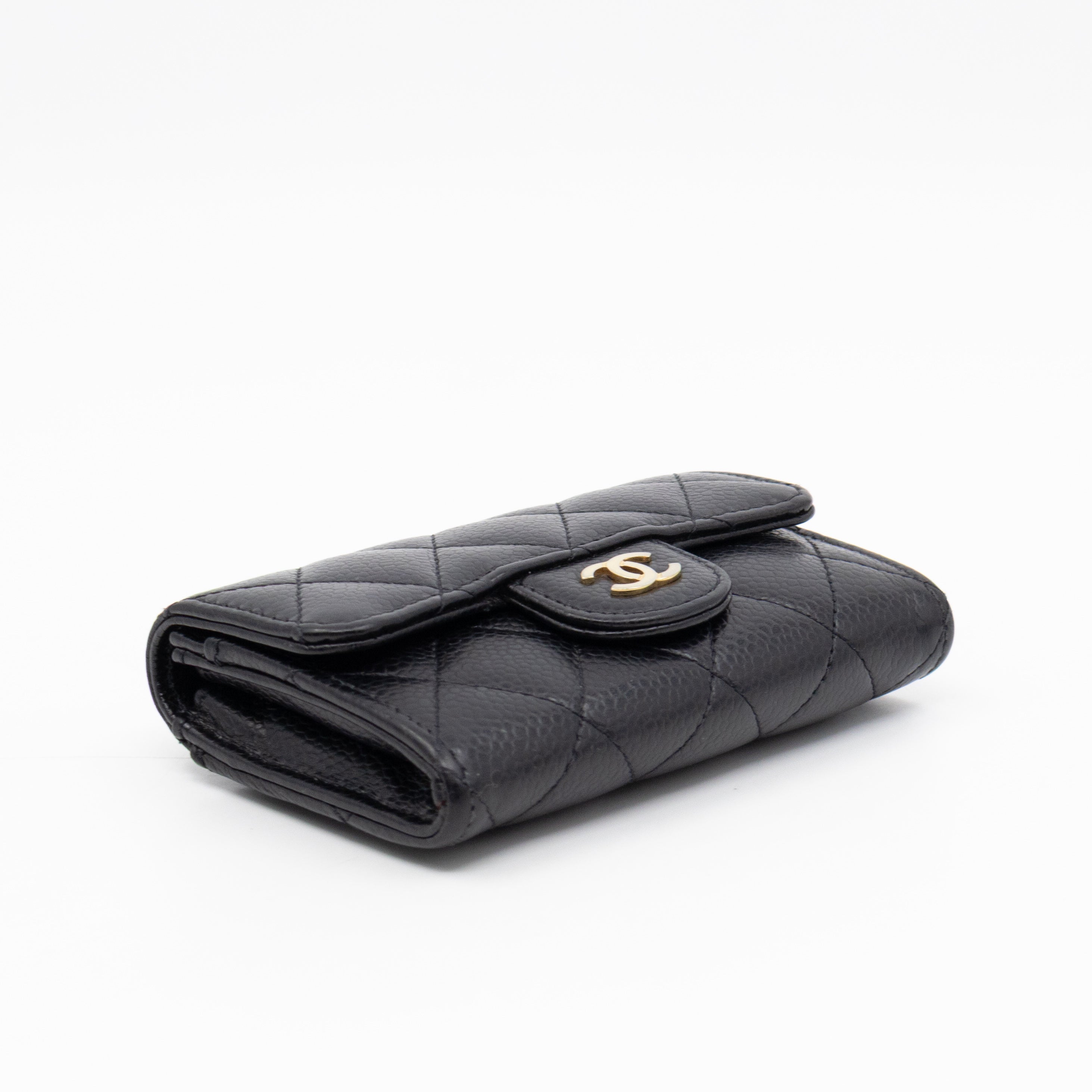 Classic Flap Card Wallet Black Caviar Leather