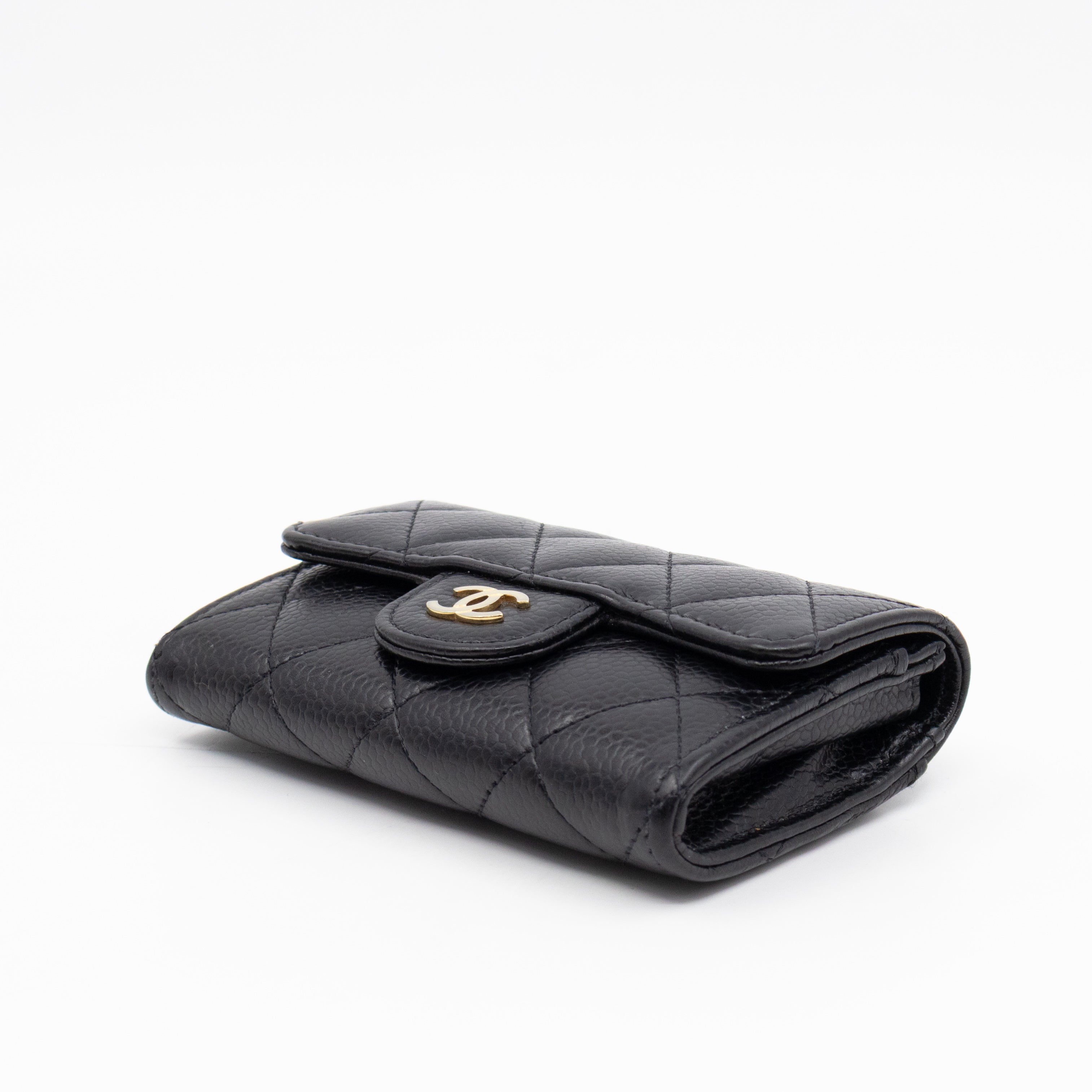 Classic Flap Card Wallet Black Caviar Leather