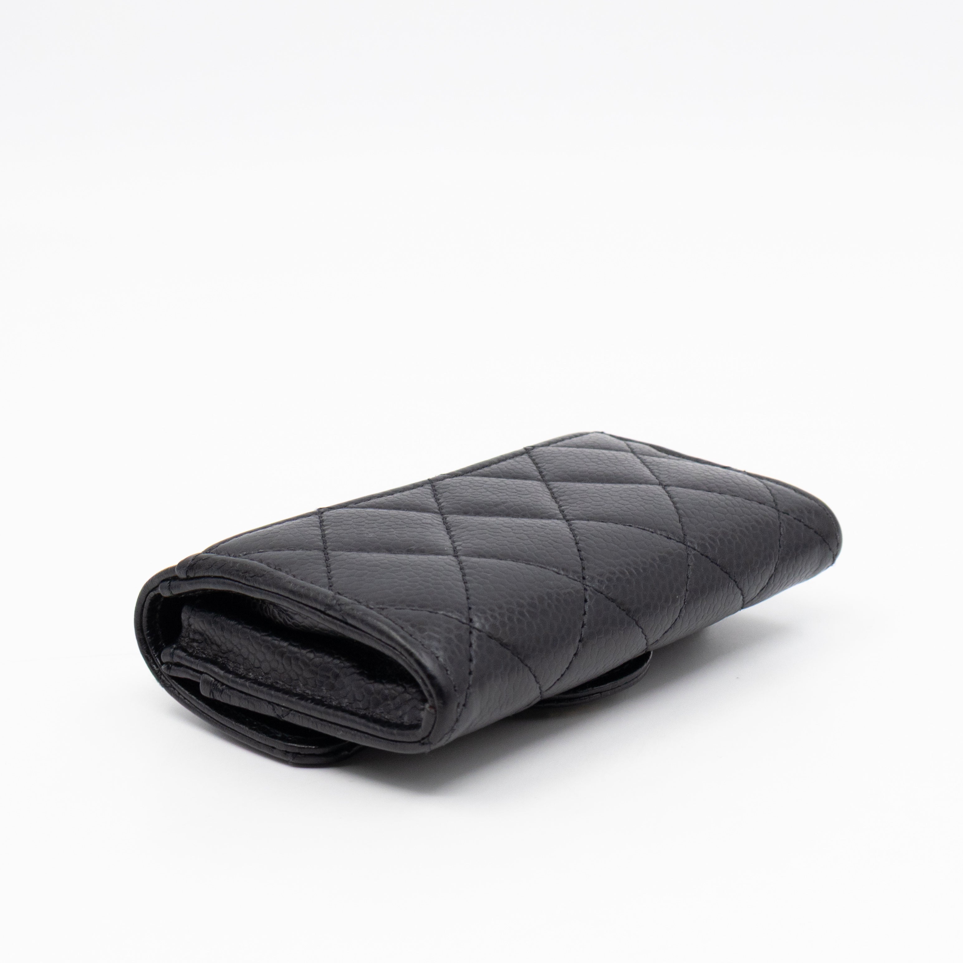 Classic Flap Card Wallet Black Caviar Leather