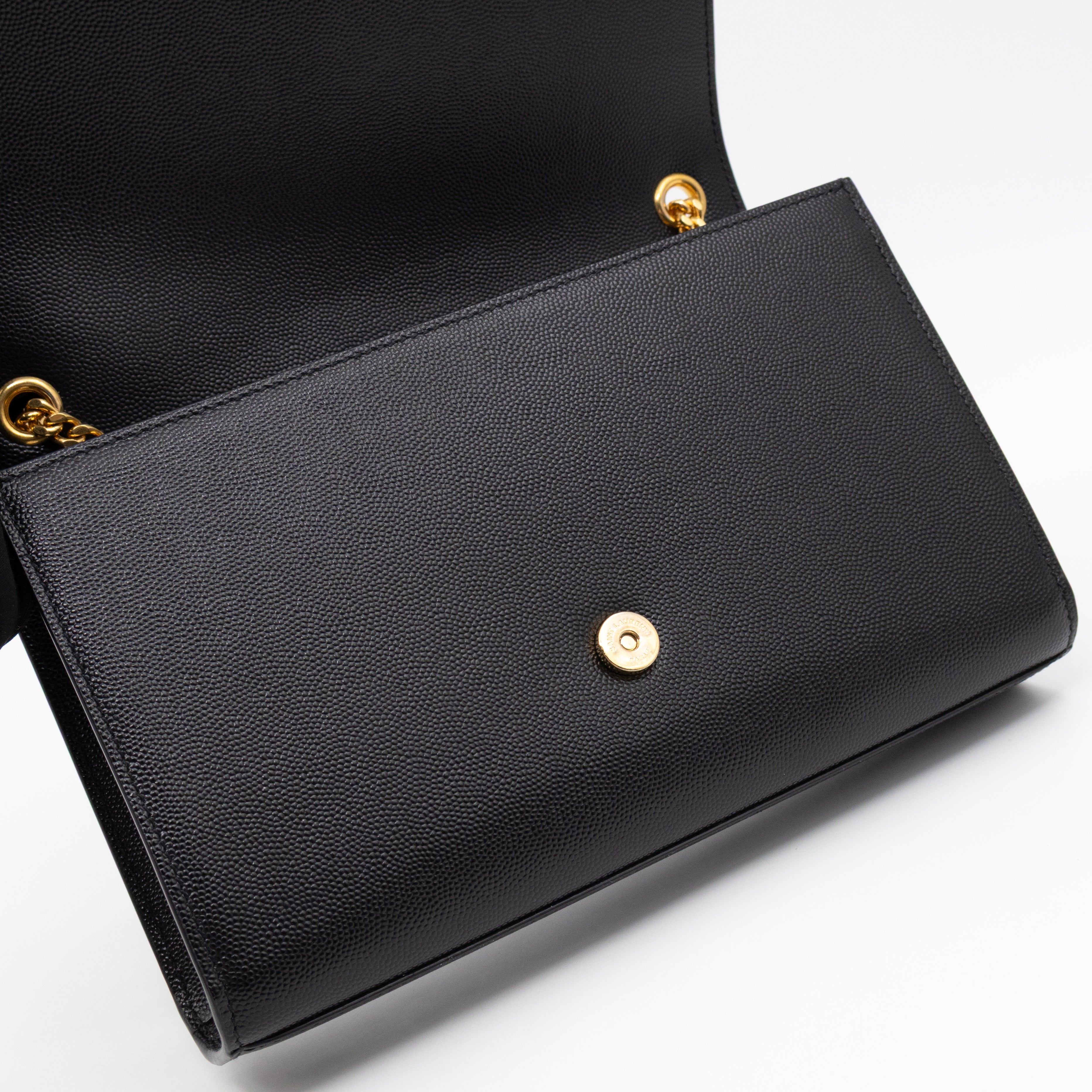 Kate Medium Black Grained Leather Gold