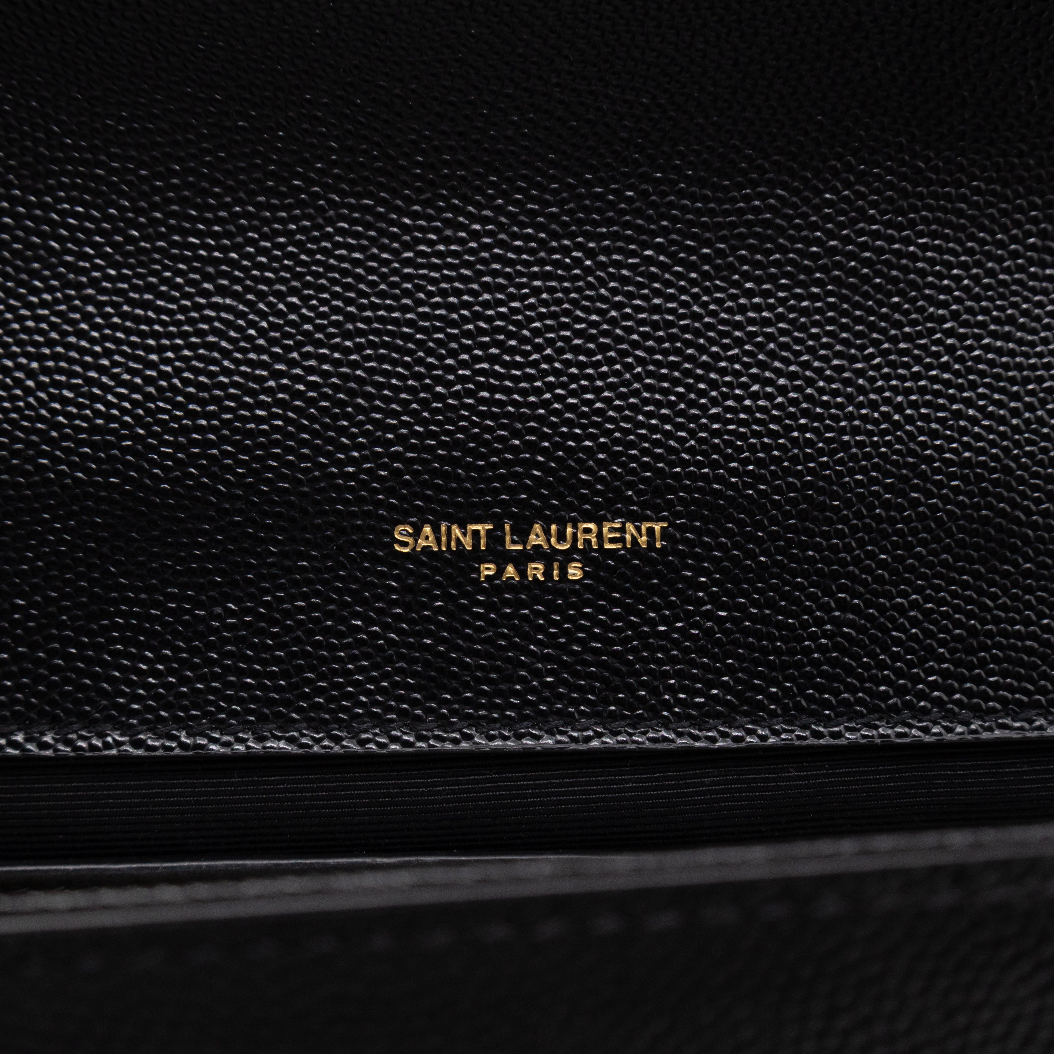 Kate Medium Black Grained Leather Gold