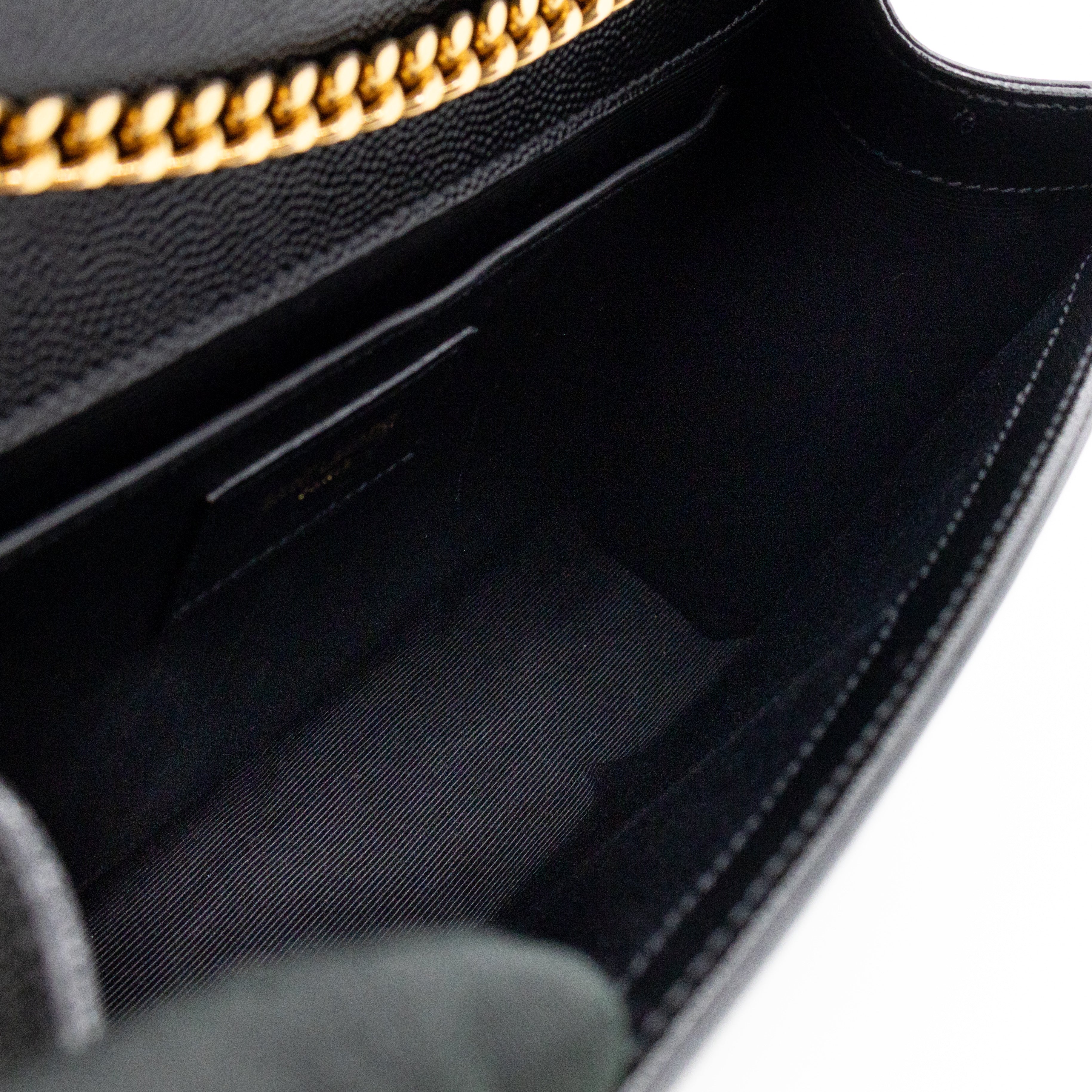 Kate Medium Black Grained Leather Gold