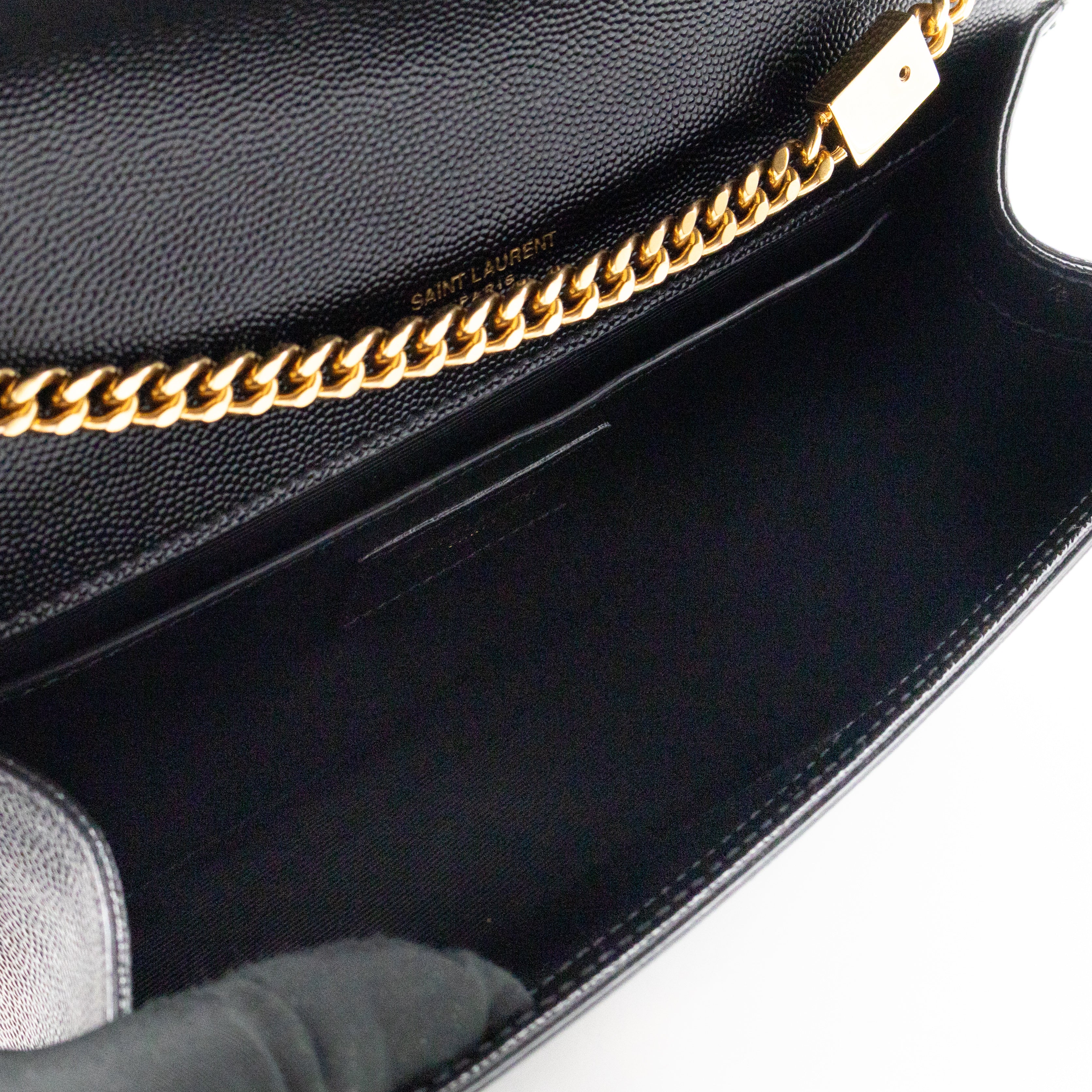 Kate Medium Black Grained Leather Gold