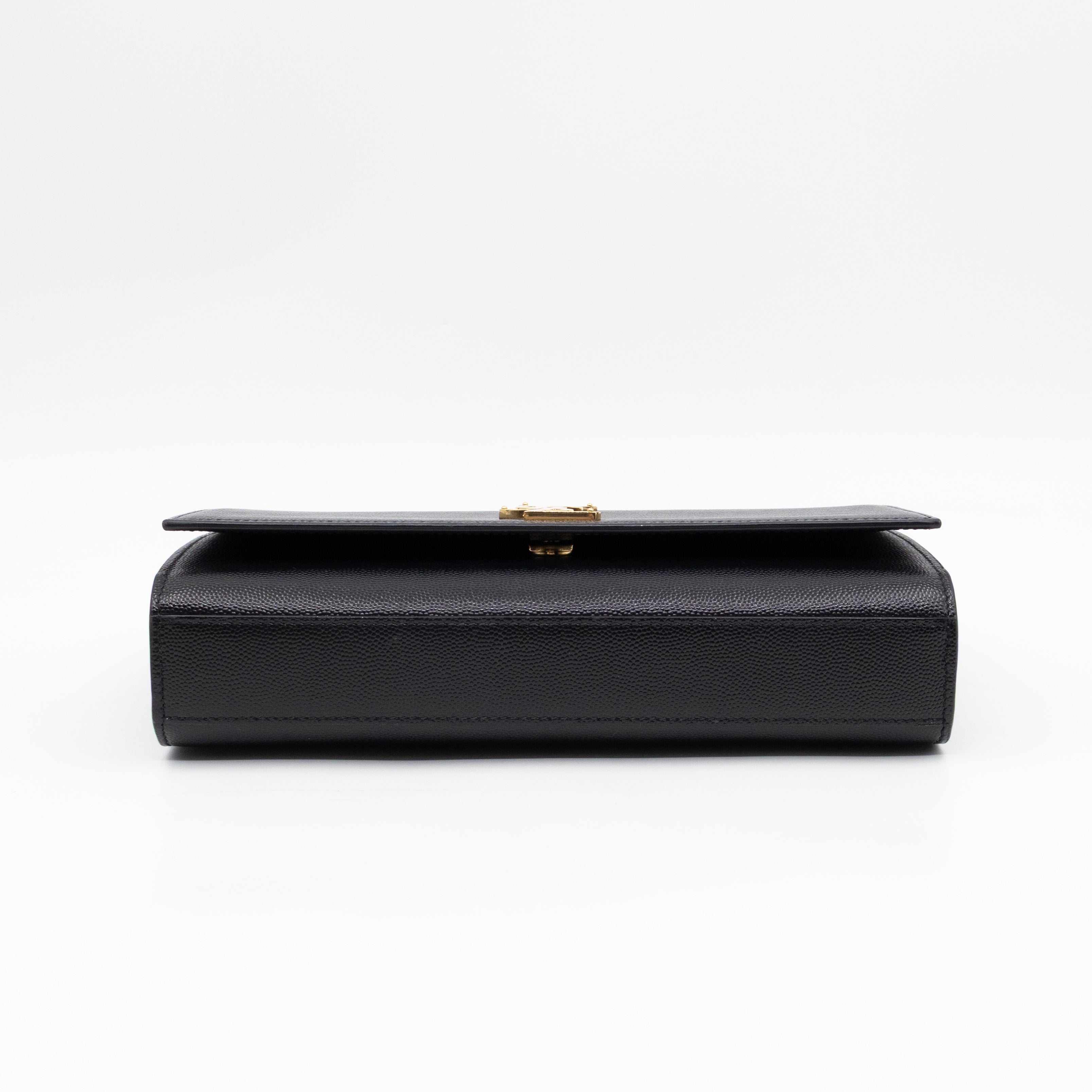 Kate Medium Black Grained Leather Gold